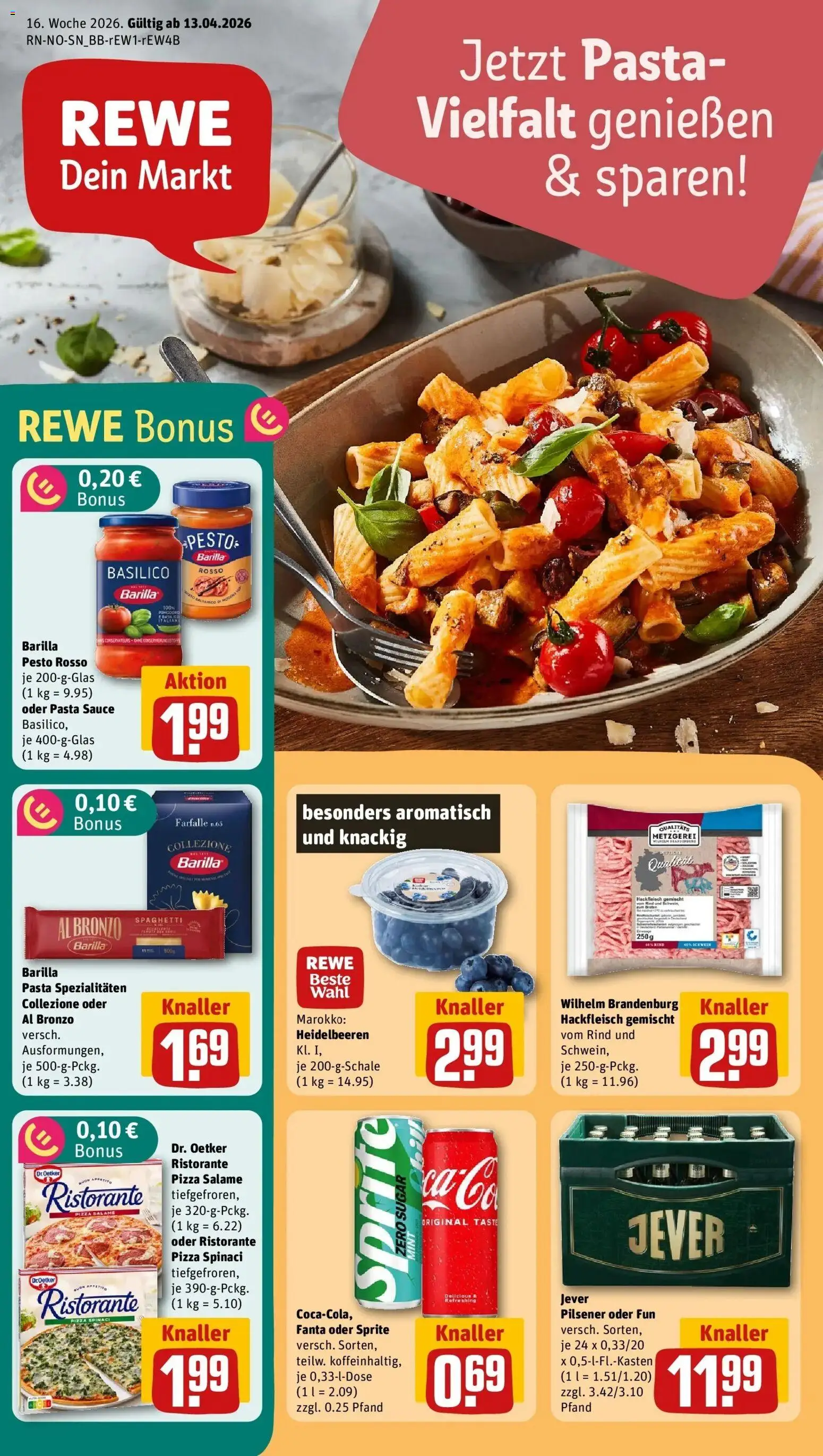 Rewe Prospekt Braunschweig	 – gültig ab 12.04.2026 | Seite: 1 | Produkte: Ristorante, Barilla, Jever, Pasta