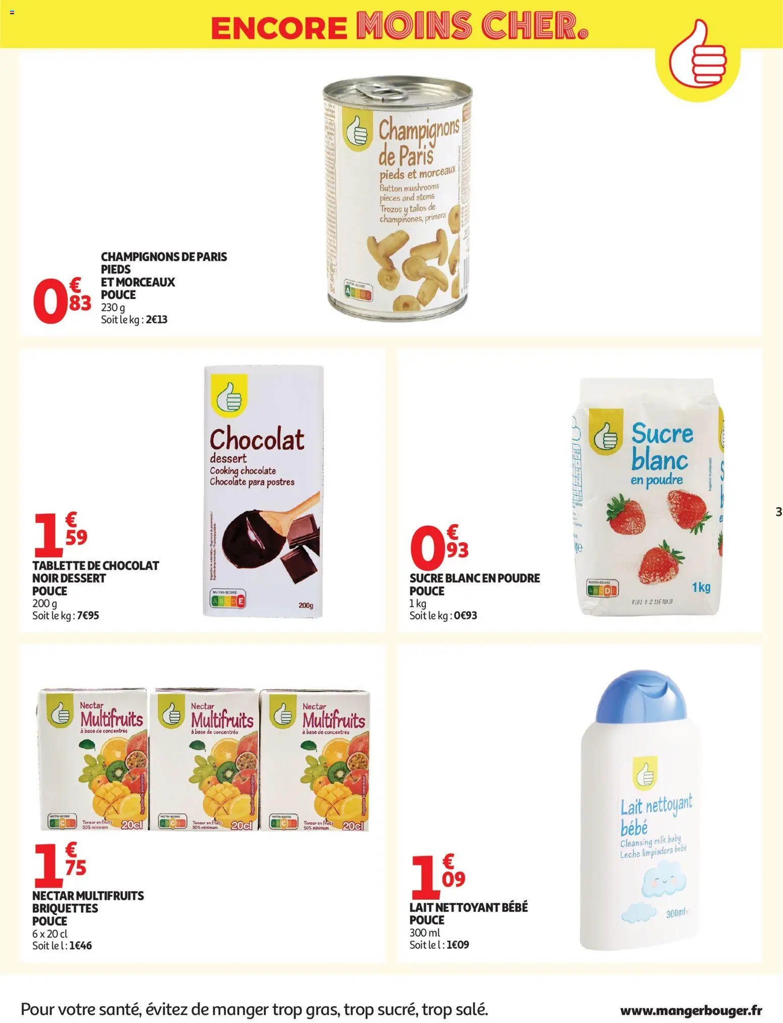 {H1} | Page: 3 | Produits: Tablette, Sucre, Sucre blanc, Lait