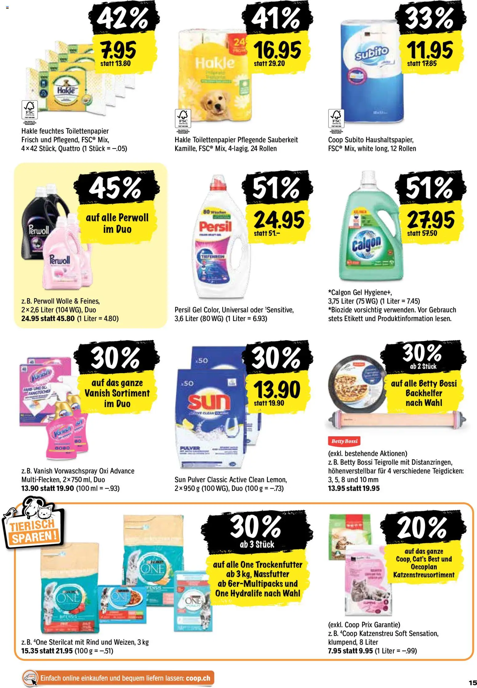 Coop aktionen – gültig ab 04.06.2026 | Seite: 15 | Produkte: Pulver, Feuchtes Toilettenpapier, Toilettenpapier