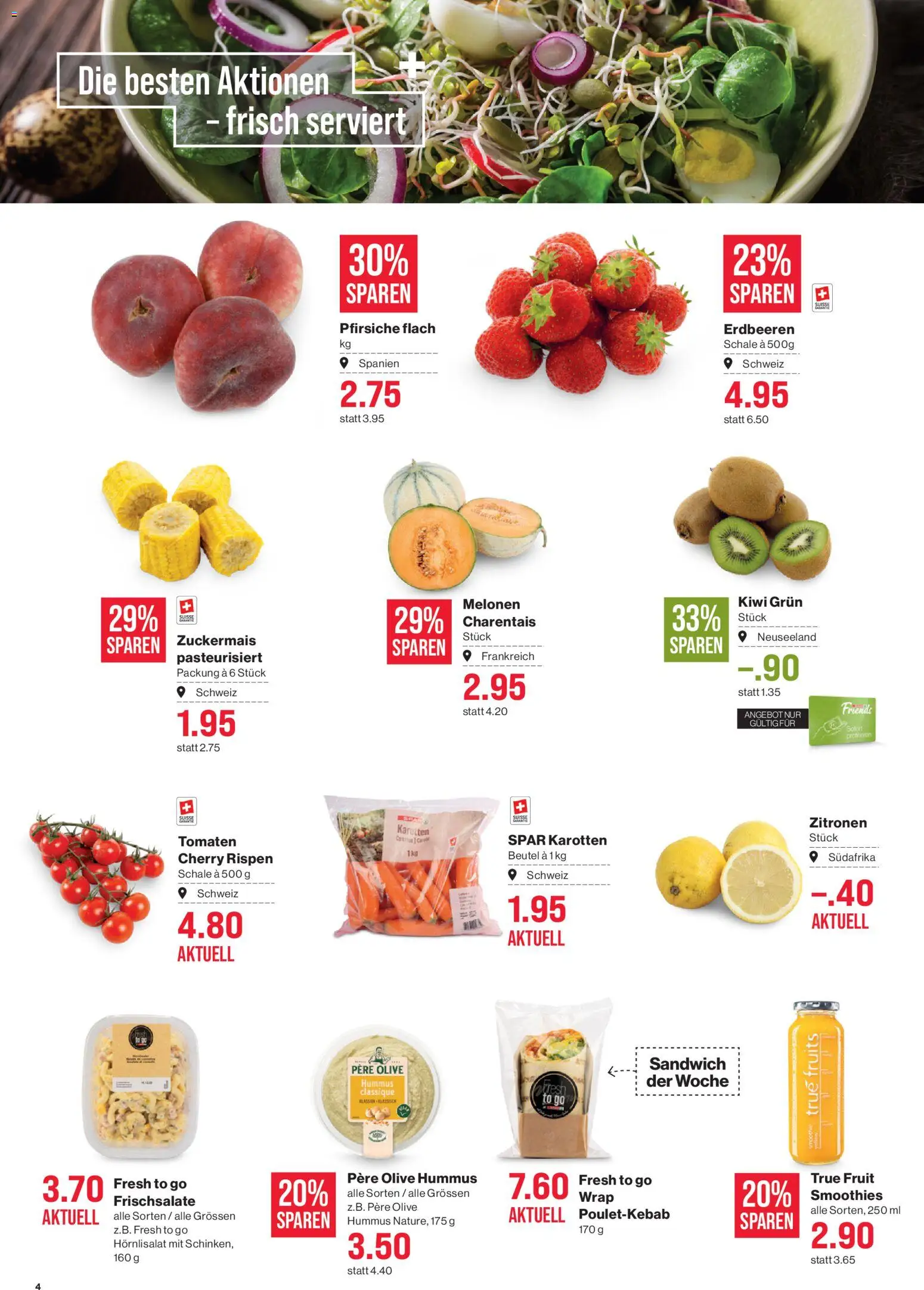 SPAR aktionen – gültig ab 30.07.2026 | Seite: 4 | Produkte: Zitronen, Tomaten, Erdbeeren, Kiwi