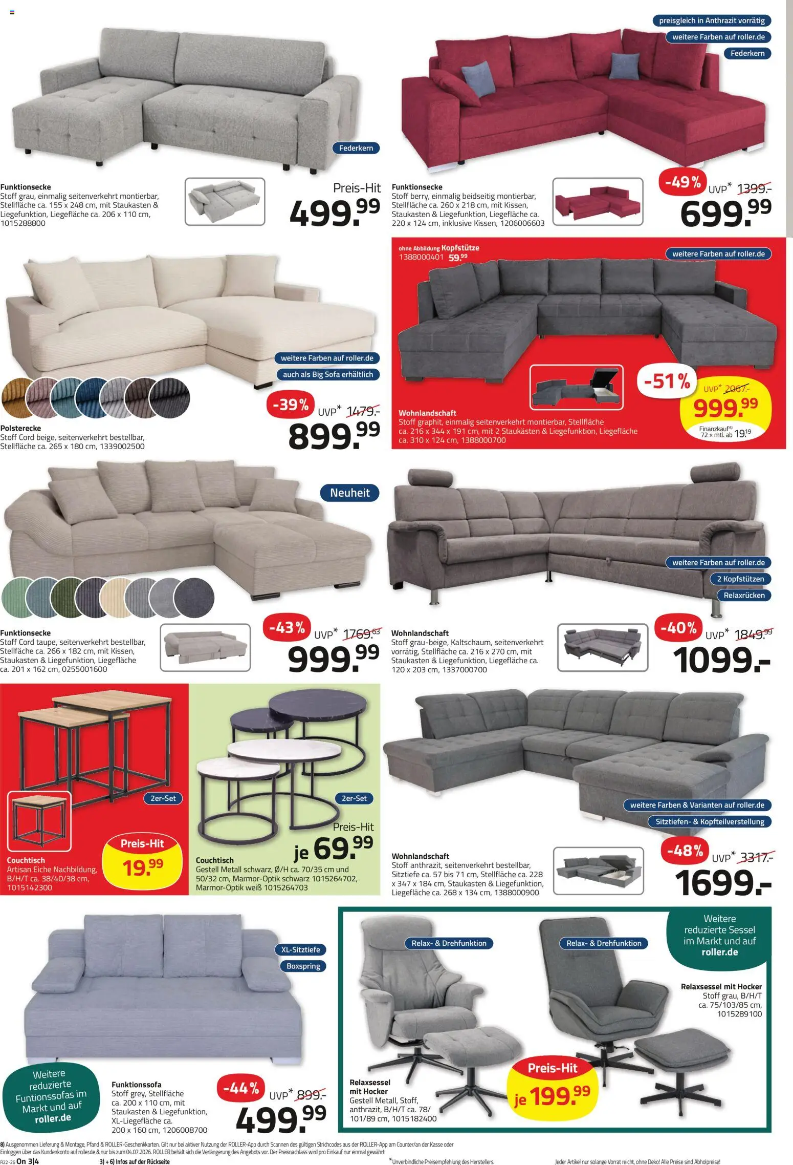 Roller Prospekt – gültig ab 24.05.2026 | Seite: 4 | Produkte: Wohnlandschaft, Hocker, Sofa, Sessel