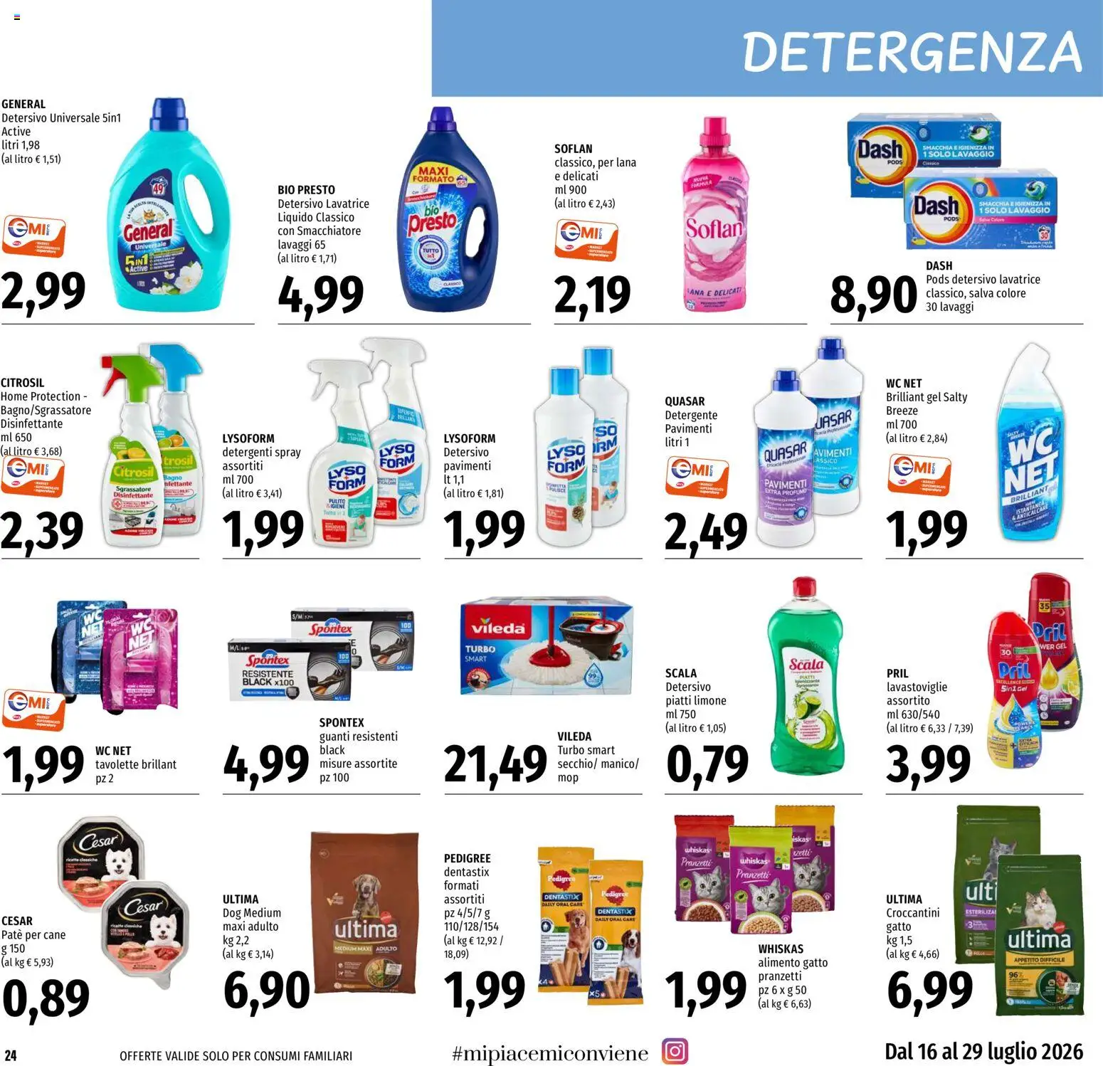 Volantino EMI del 16/07/2026 | Pagina: 24 | Prodotti: Paté, Detergente, Sgrassatore, Guanti