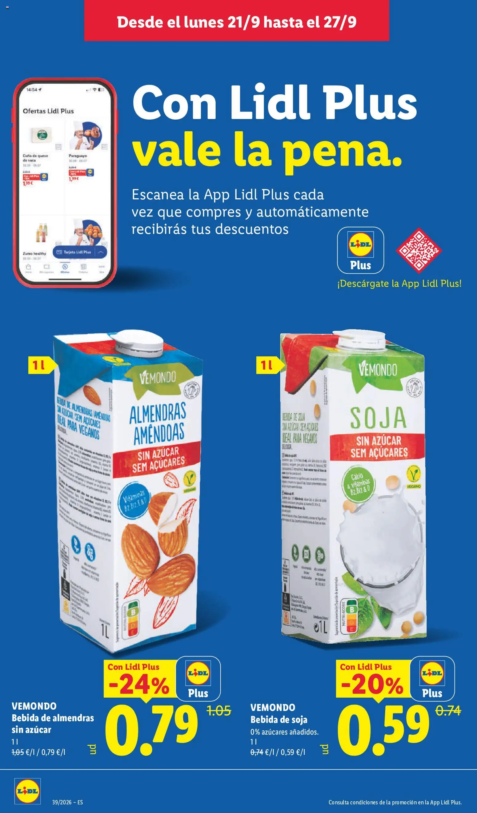 Lidl folleto │ válido desde el 21/09/2026 | Página: 20 | Productos: Bebida de almendras, Almendras, Bebida de soja, Bebida de almendras sin azúcar