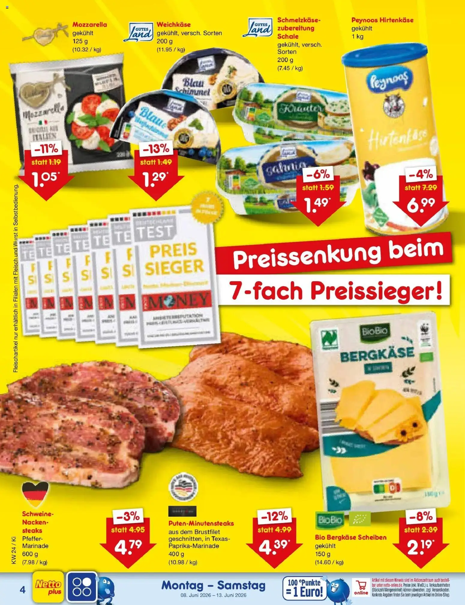 Netto Marken-Discount Prospekt Mistelbach – gültig ab 08.06.2026 | Seite: 8 | Produkte: Mozzarella, Pfeffer, Wurst, Fleisch