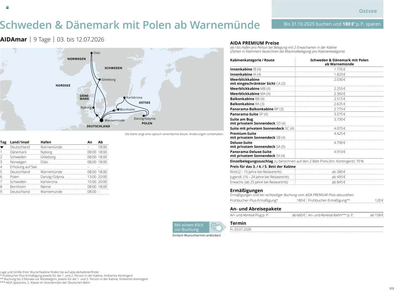 Aida Sommer 2026 – gültig ab 01.03.2026 | Seite: 111 | Produkte: Bett