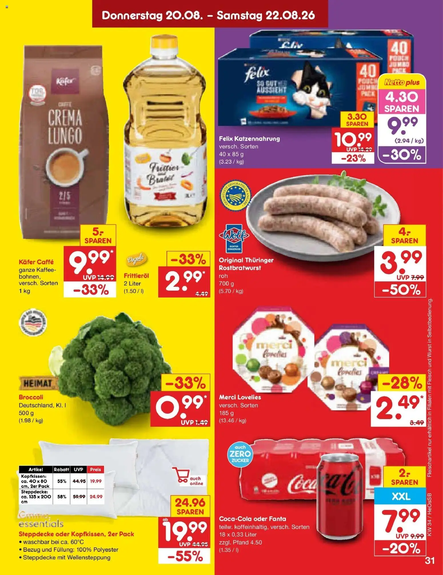 Netto Marken-Discount Prospekt Kröpelin – gültig ab 17.08.2026 | Seite: 45 | Produkte: Merci, Fanta, Kaffee, Fleisch