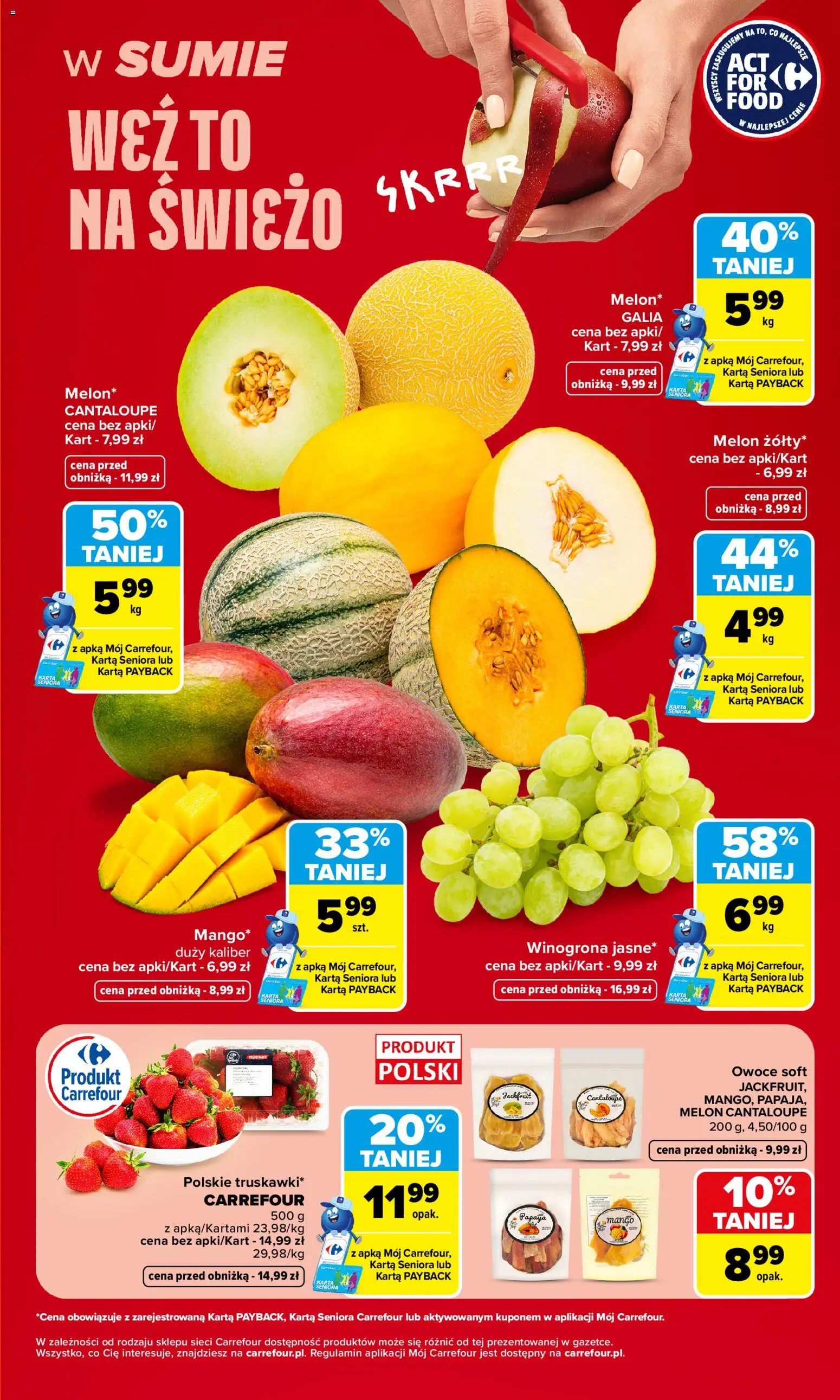 Carrefour gazetka - Weź to na świeżo od 03.08.2026 | Strona: 5 | Produkty: Karta, Winogrona, Melon, Owoce