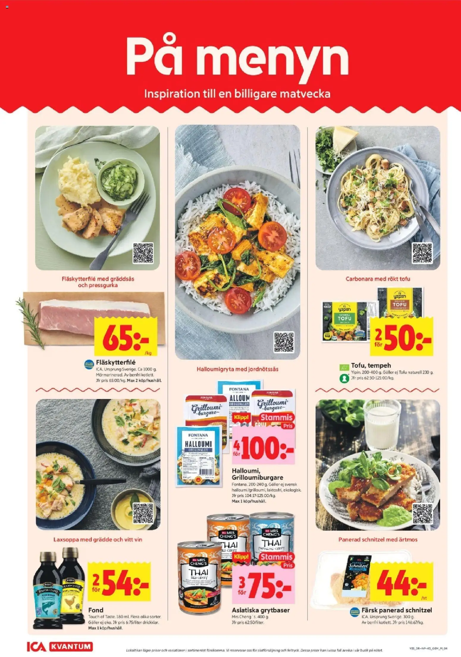 ICA Kvantum reklamblad aktuell från 24/08/2026 | Sida: 4 | Produkter: Tofu, Fläskytterfilé, Vitt vin, Grädde
