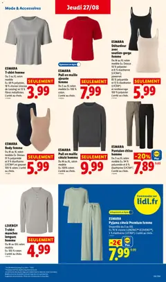 LIDL - Prévisualisation de ESMARA Pull en maille côtelé homme, Du M au XL, selon modèle. Ex. 100% coton. L'unité au choix. valide à partir de 27/08/2026 | Page: 43 | Produits: Body, Body femme, Débardeur, Pyjama