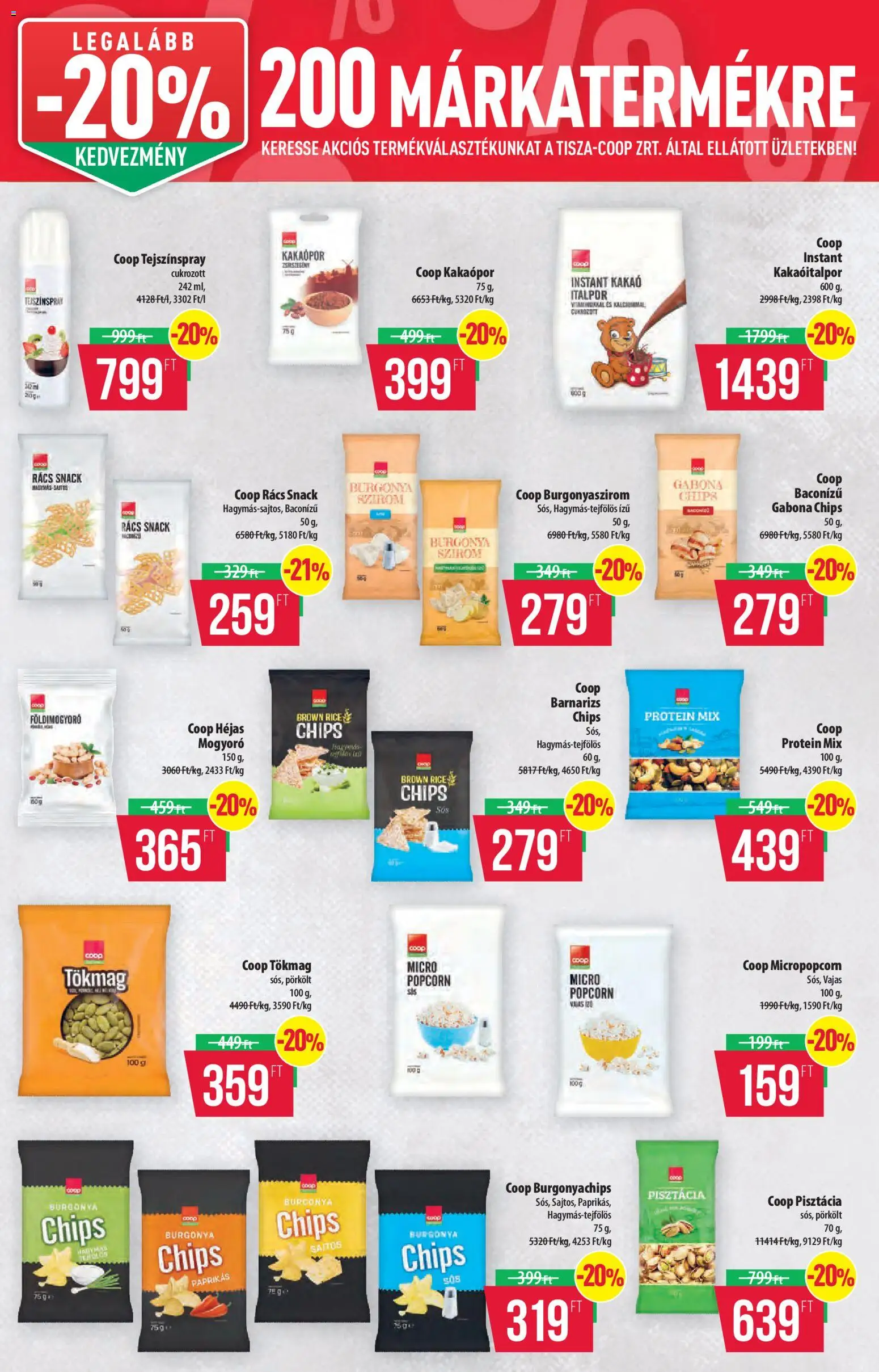 COOP akciós ujság - amely érvényes a következő dátumtól: 2026.10.08. | Oldal: 13 | Termékek: Chips, Burgonyachips, Protein, Kakaópor