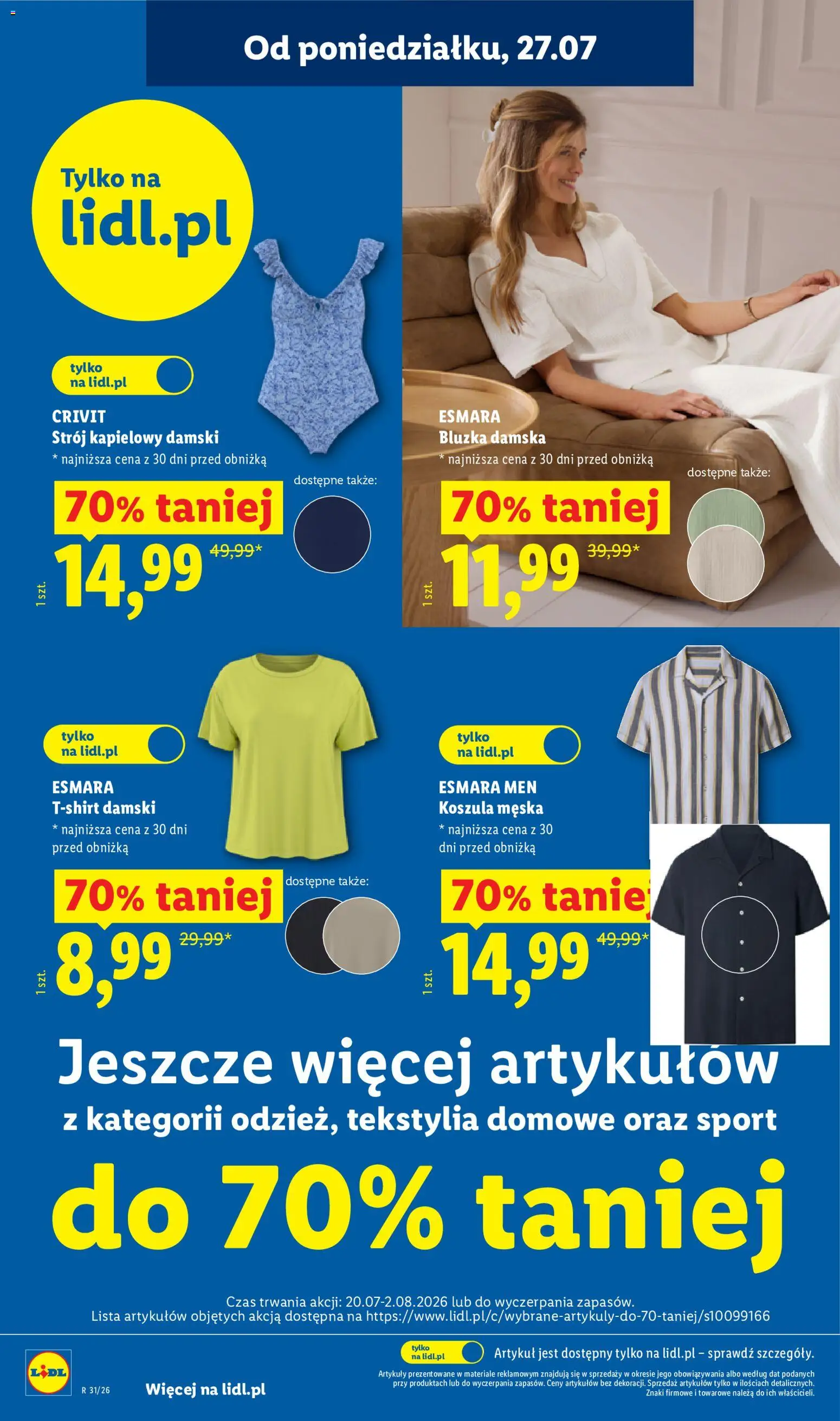 Lidl Katalog od 27.07.2026 | Strona: 34 | Produkty: Koszula, Bluzka, Strój kąpielowy, Tekstylia