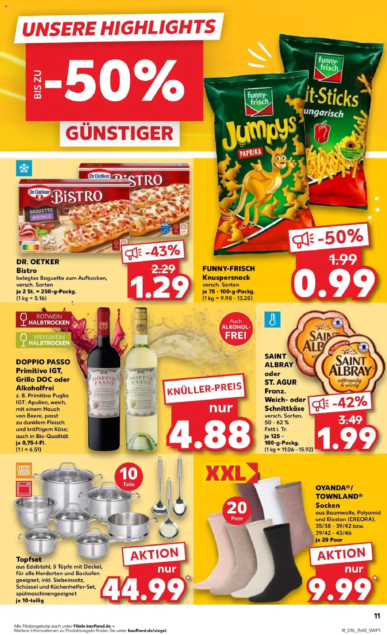 Kaufland Prospekt Quedlinburg	 – gültig ab 07.04.2026 | Seite: 23 | Produkte: Weißwein, Doppio passo primitivo, Baguette, Socken