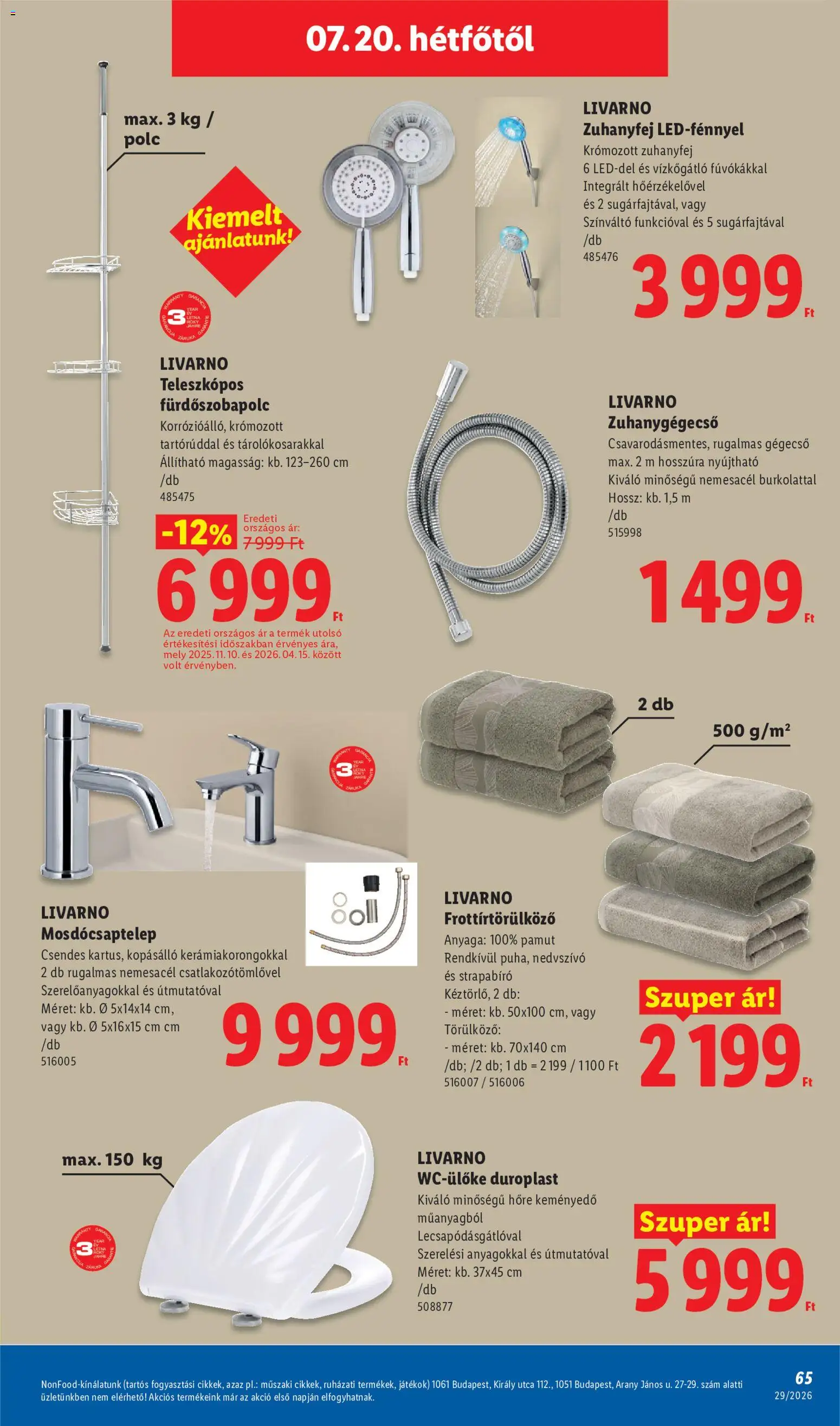 Lidl akciós ujság - amely érvényes a következő dátumtól: 2026.07.16. | Oldal: 65 | Termékek: Wc-ülőke, Játékok, Polc, Törülköző