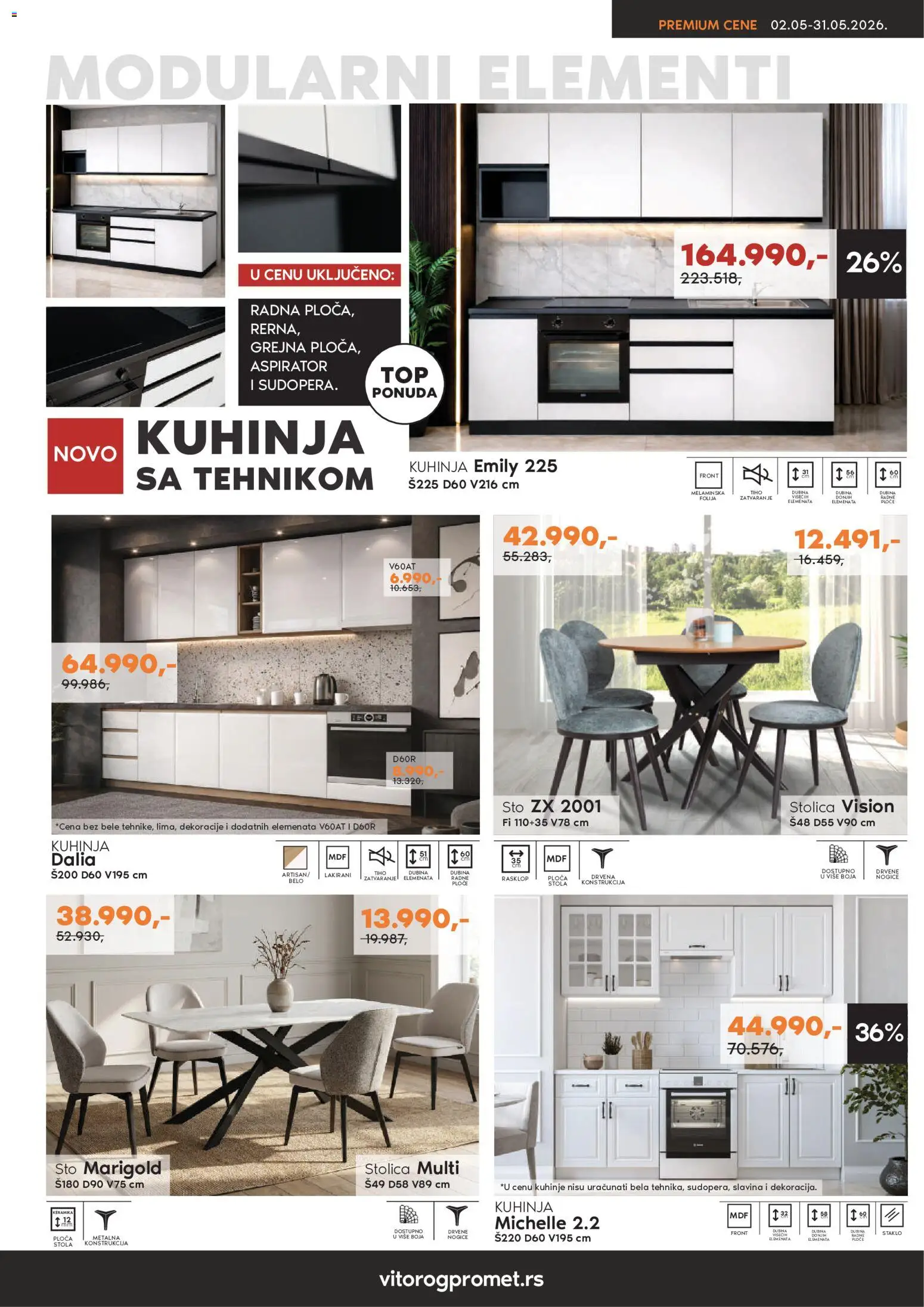 Vitorog katalog - važi od 02.05.2026 | Strana: 5 | Proizvode: Sto, Stolica, Kuhinja, Aspirator