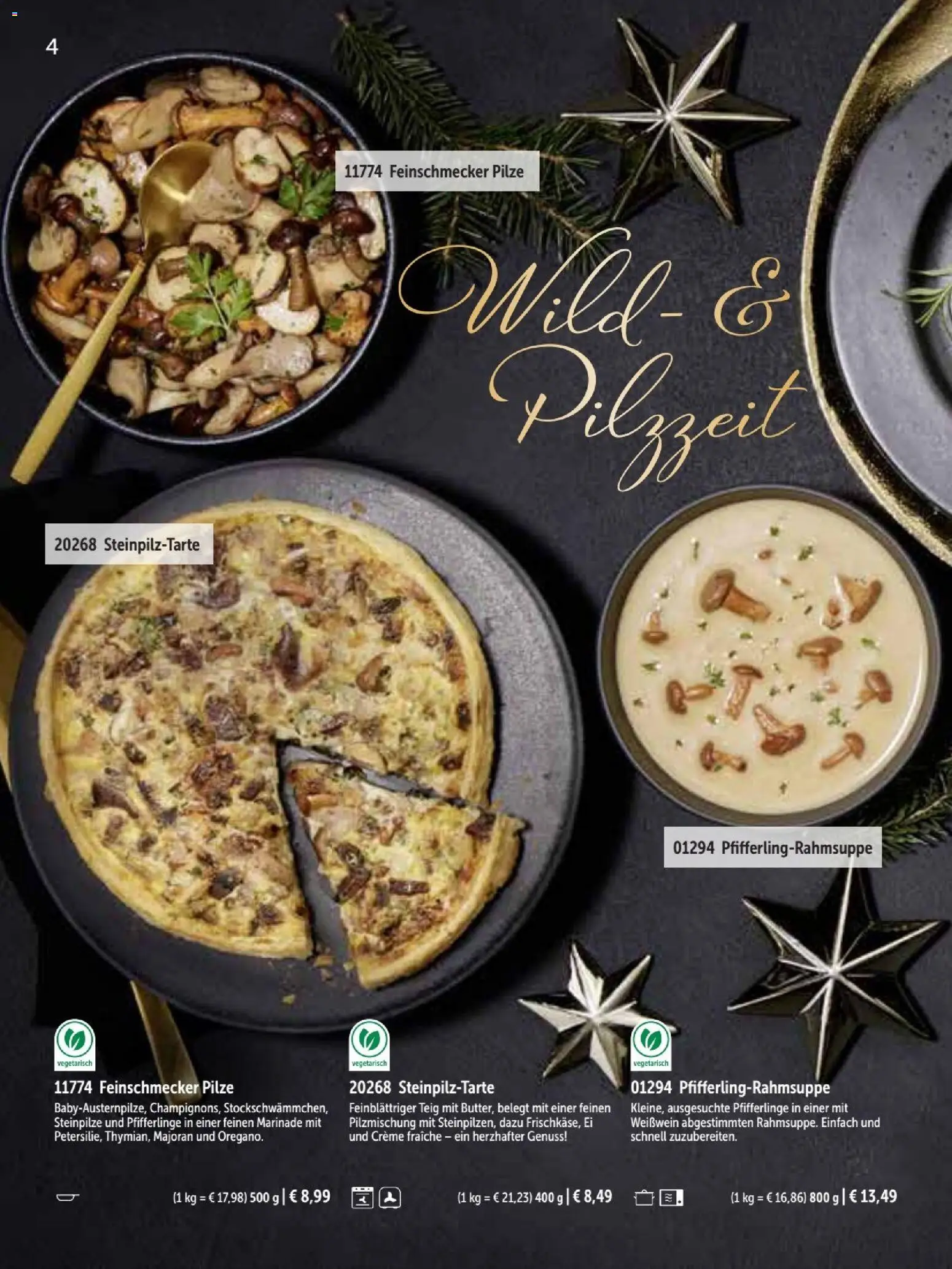 Bofrost Katalog Weihnachten 2026 – gültig ab 26.10.2026 | Seite: 4 | Produkte: Weißwein, Creme, Pfifferlinge