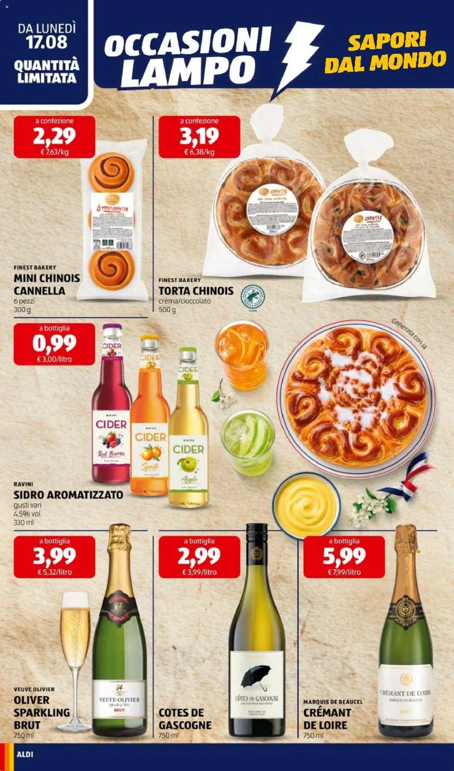 Volantino Aldi del 17/08/2026 | Pagina: 16 | Prodotti: Sidro, Torta, Bottiglia, Sprite