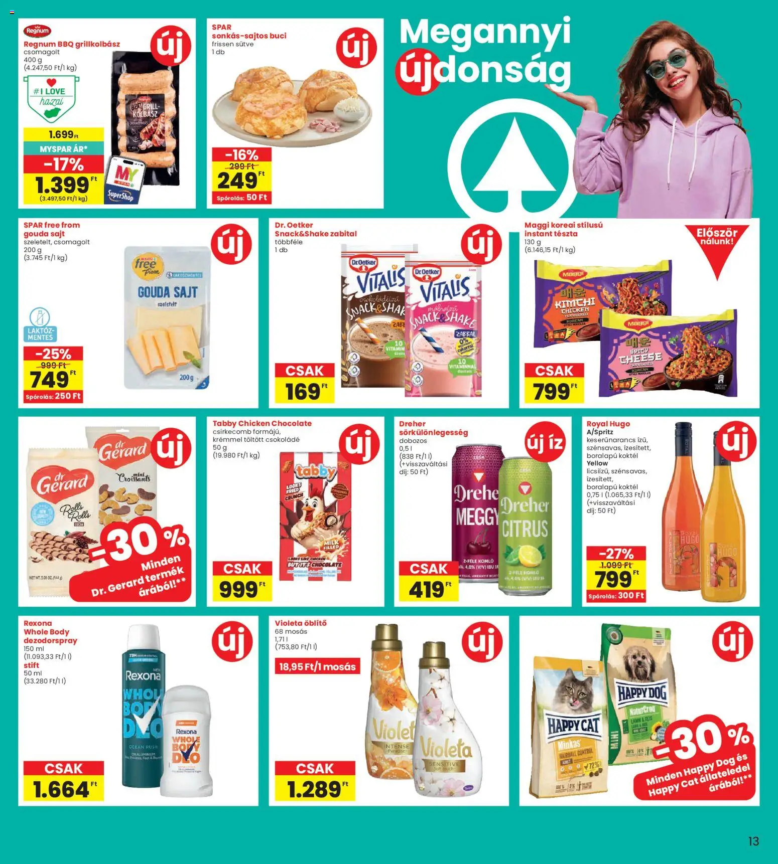 Interspar akciós ujság - amely érvényes a következő dátumtól: 16.04.2026 | Oldal: 13 | Termékek: Maggi, Csokoládé, Tészta, Csirkecomb