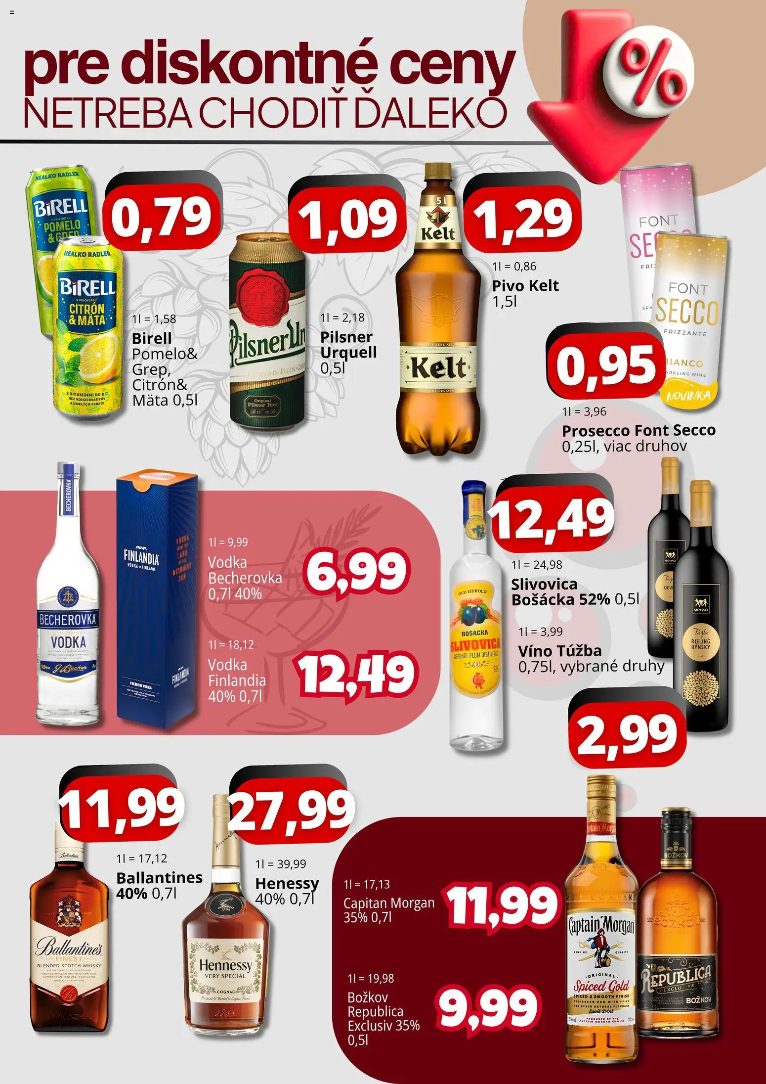 Nové CBA Komfos akcie – leták je platný od 03.08.2026 | Strana: 4 | Produkty: Pivo, Birell, Captain Morgan, Vodka
