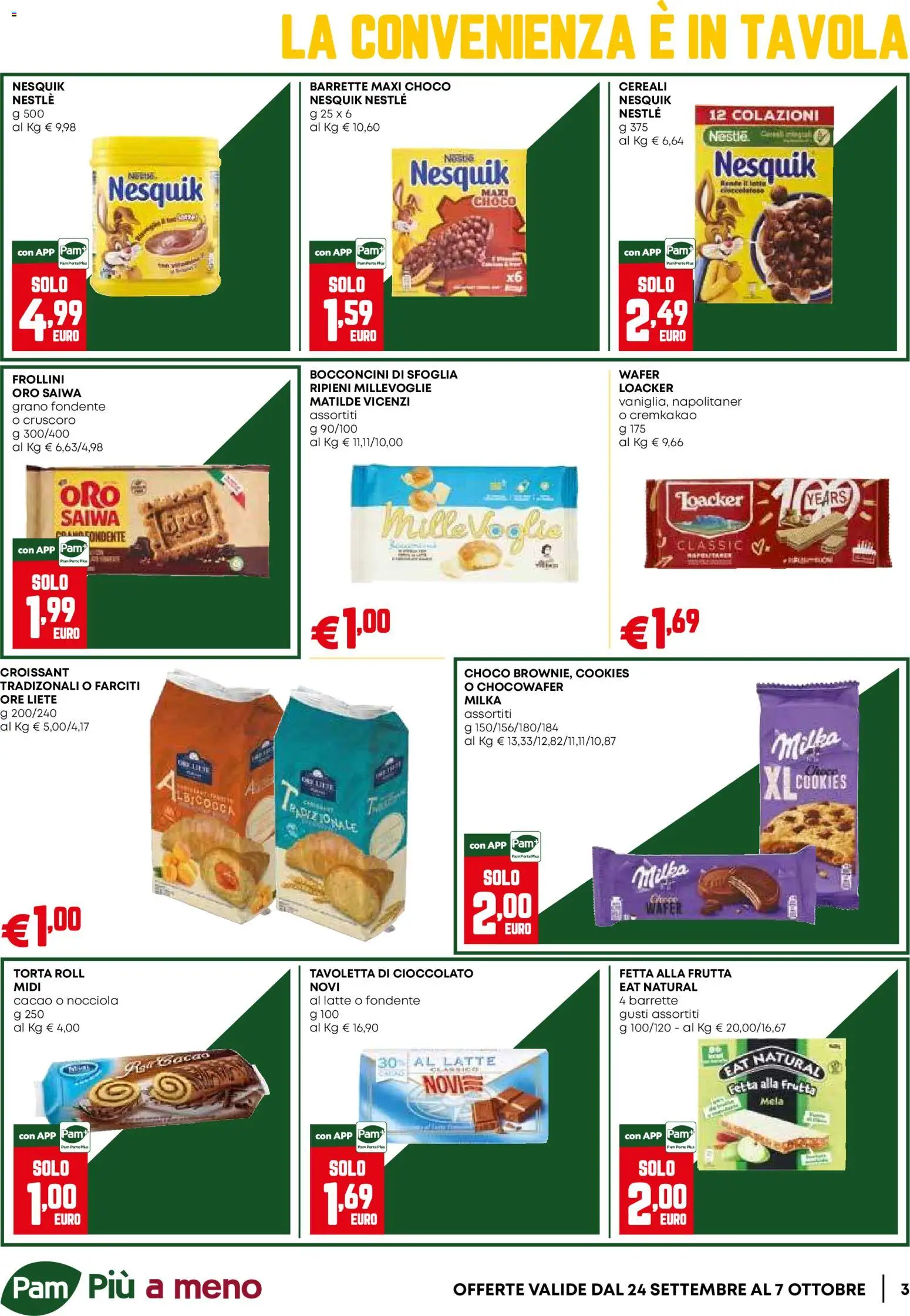 Volantino PAM del 24/09/2026 | Pagina: 3 | Prodotti: Cioccolato, Frutta, Latte, Torta