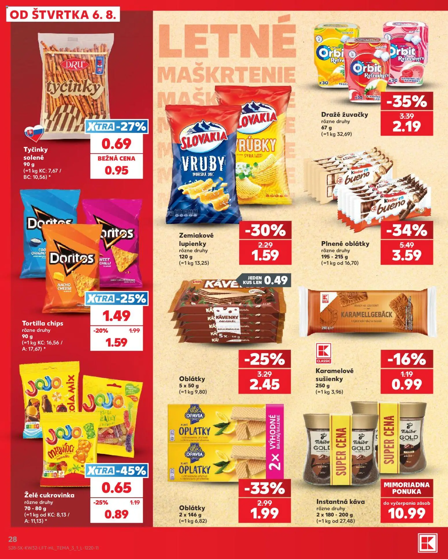 Nové Kaufland akcie – leták je platný od 06.08.2026 | Strana: 28 | Produkty: Káva, Tortilla, Chilli, Kinder