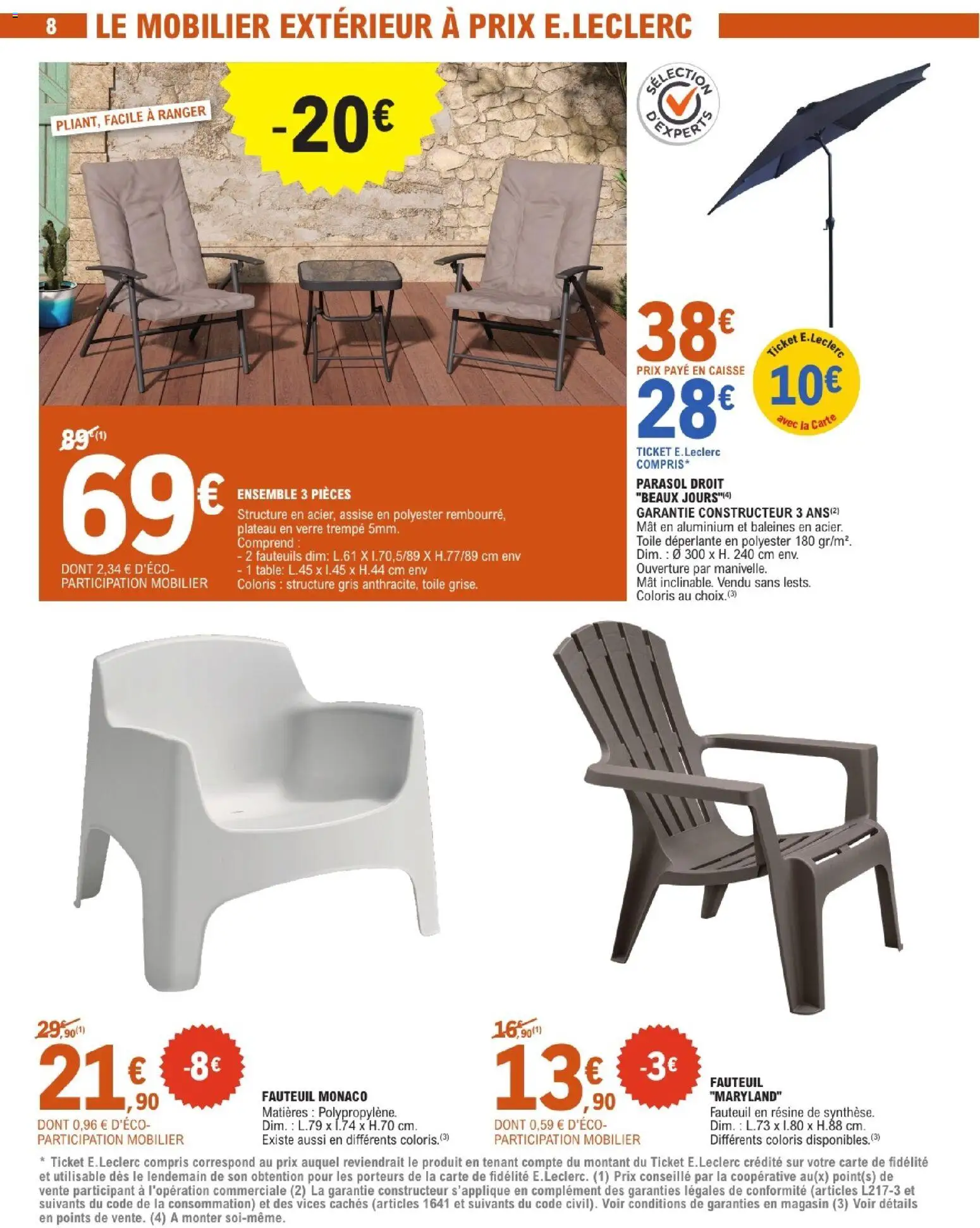 {H1} | Page: 8 | Produits: Plateau, Fauteuil, Table, Parasol