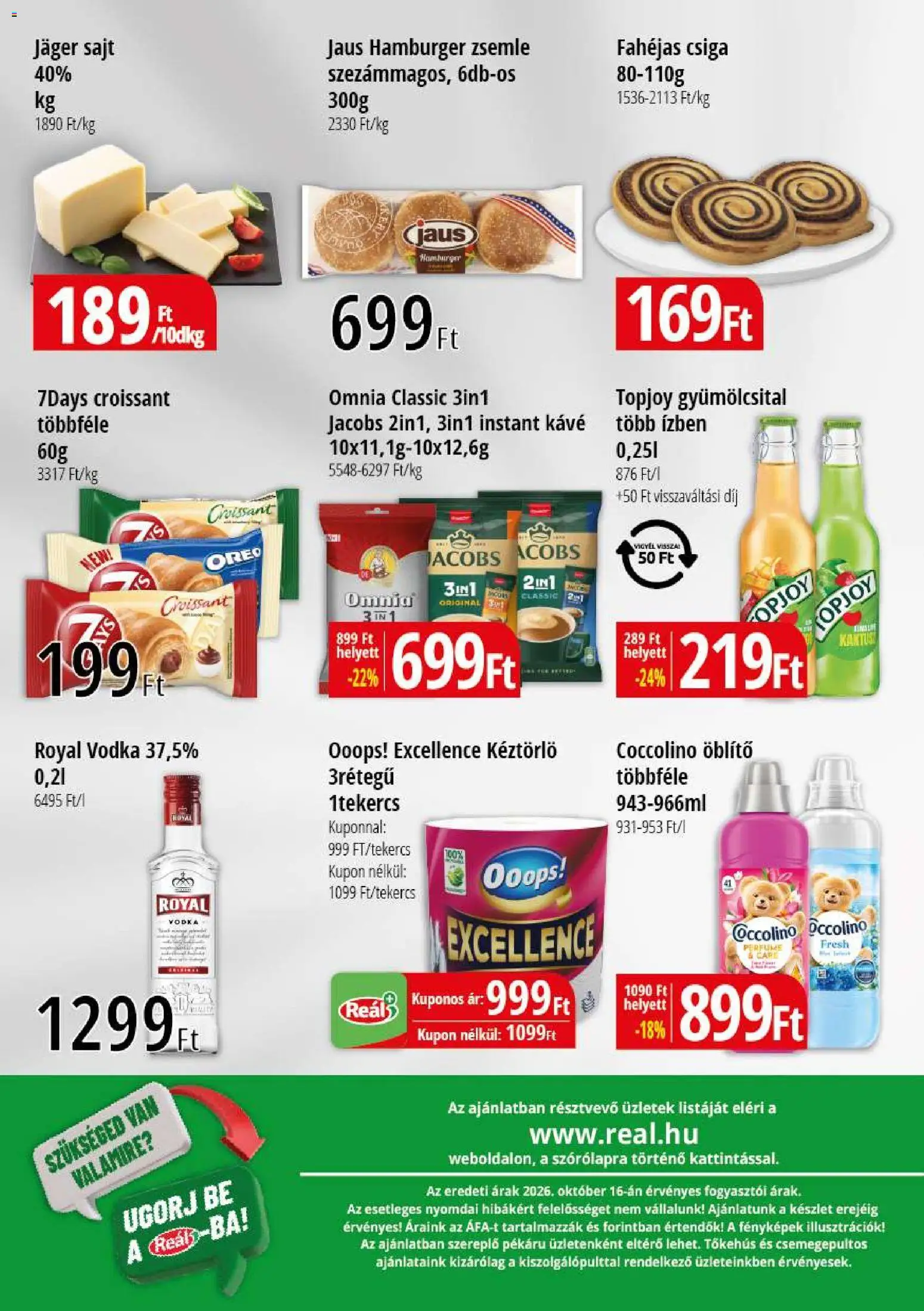 Reál akciós ujság - amely érvényes a következő dátumtól: 2026.10.28. | Oldal: 2 | Termékek: Omnia, Vodka, Instant kávé, Csiga