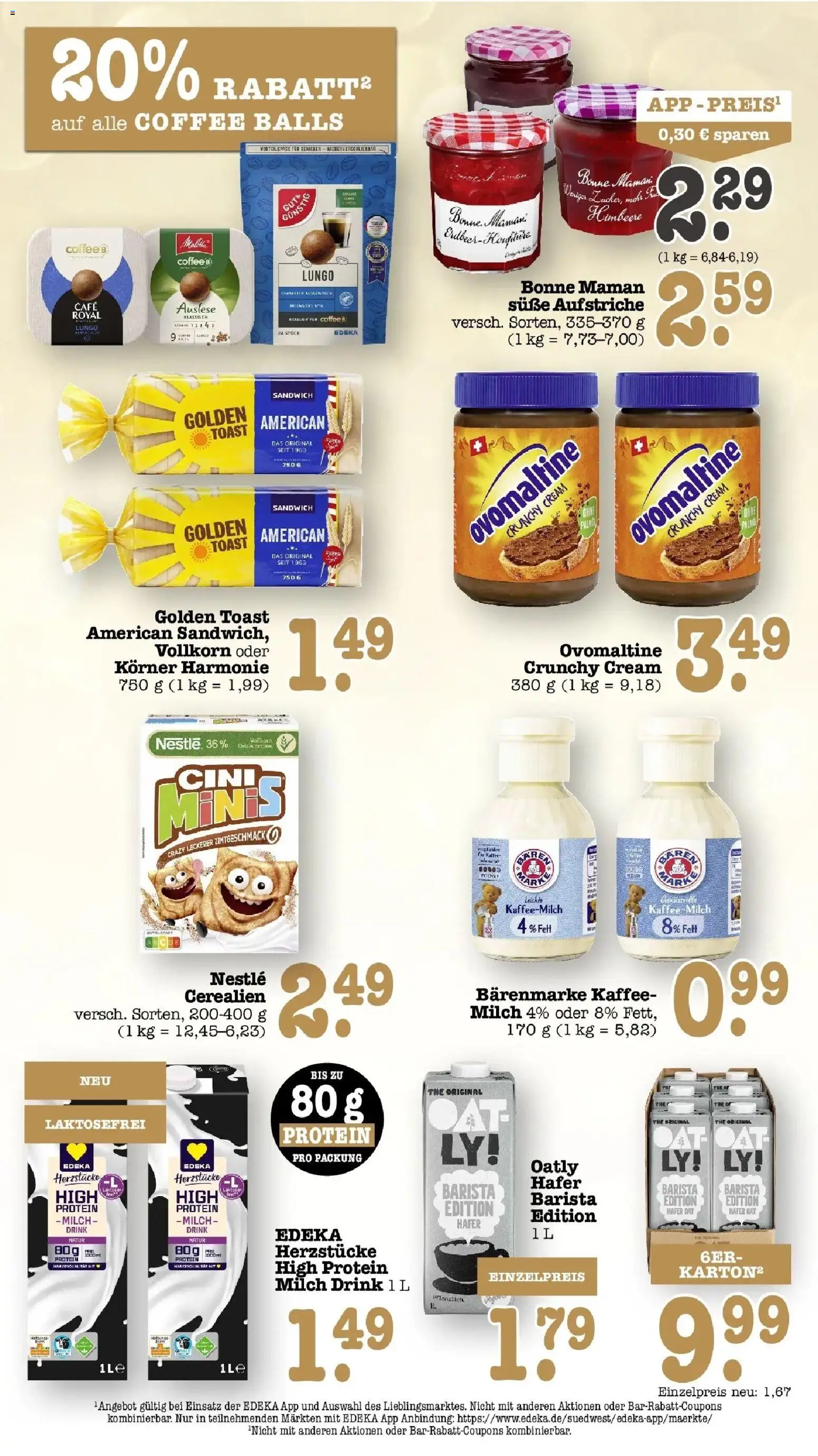 E center Prospekt Mainz-Weisenau (ab 28.09.2026) zum Blättern | Seite: 35 | Produkte: Ovomaltine, Toast, Oatly, Bonne maman