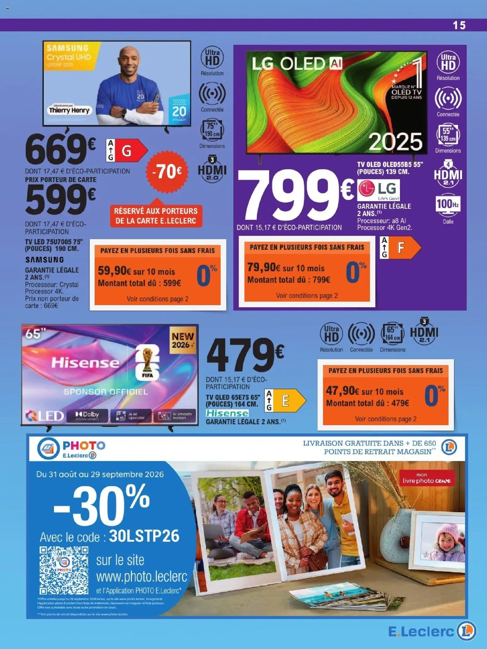 {H1} | Page: 15 | Produits: Dalle, TV led, Impression, Livre