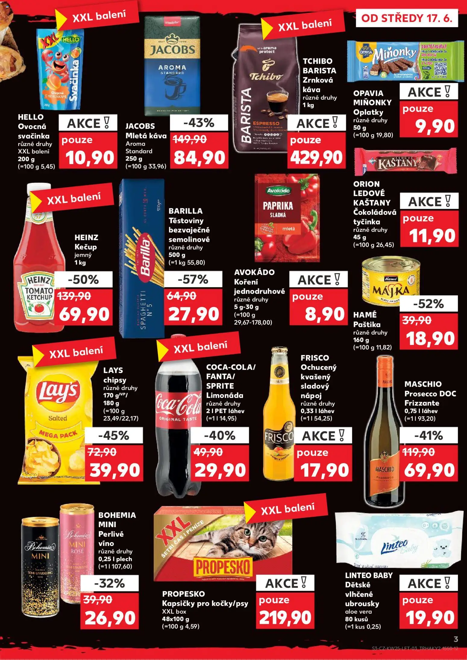 Kaufland leták - Praha 8 od 17.06.2026 | Strana: 3 | Produkty: Prosecco, Aloe vera, Lay's, Mletá káva