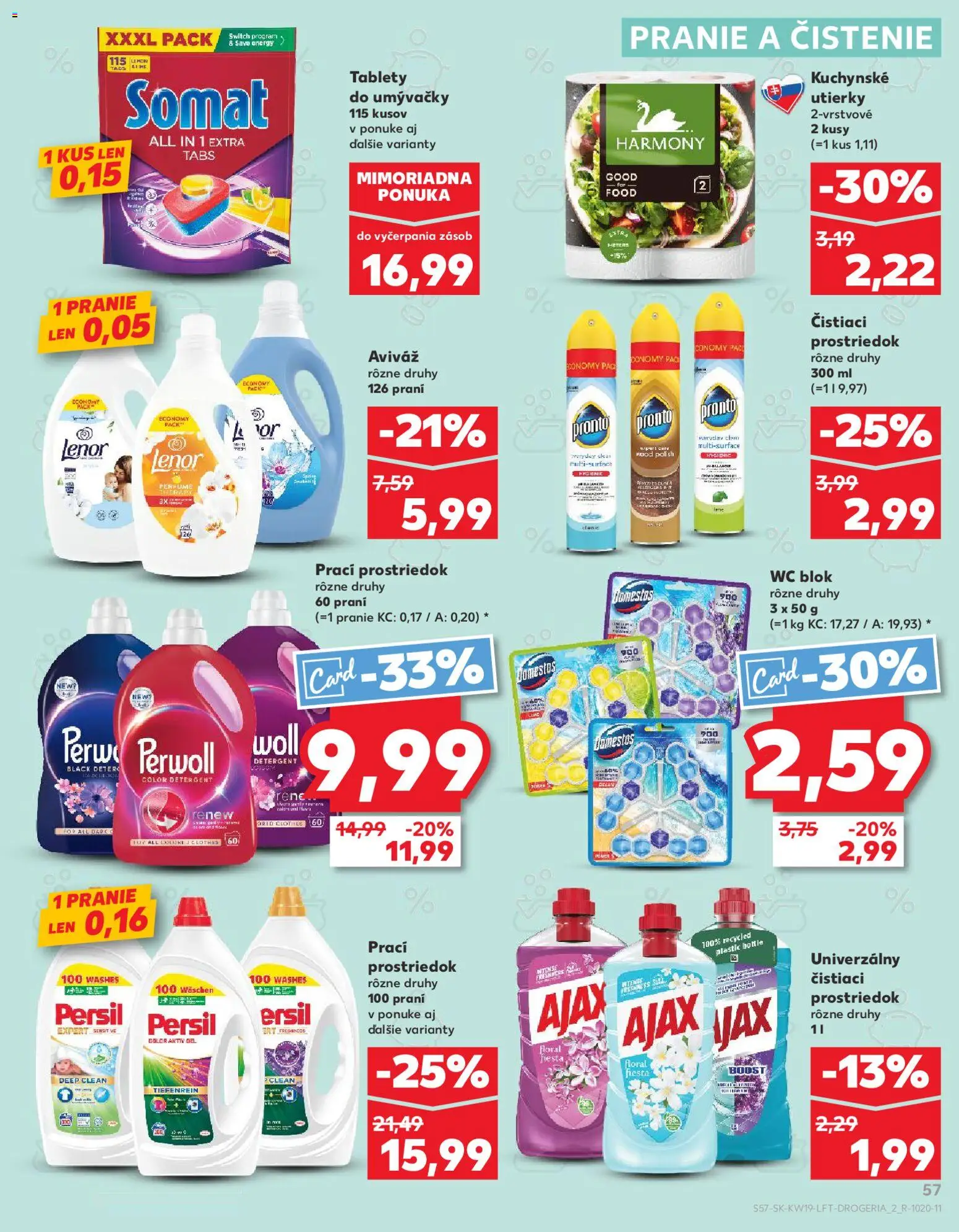 Nové Kaufland akcie – leták je platný od 07.05.2026 | Strana: 57 | Produkty: Persil, Aviváž, Wc blok, Lenor