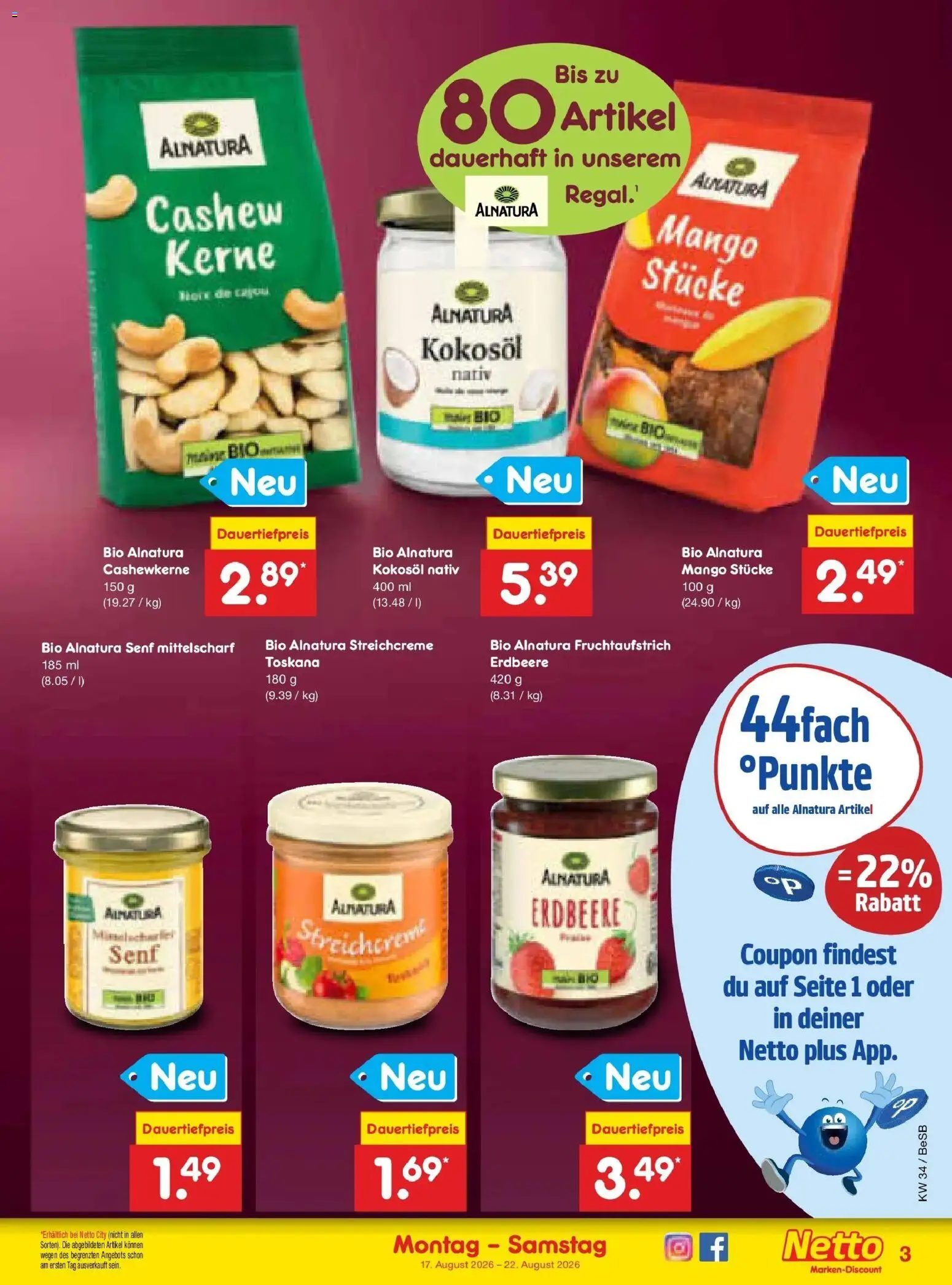 Netto Marken-Discount Prospekt Kremmen – gültig ab 17.08.2026 | Seite: 47 | Produkte: Cashew, Mango