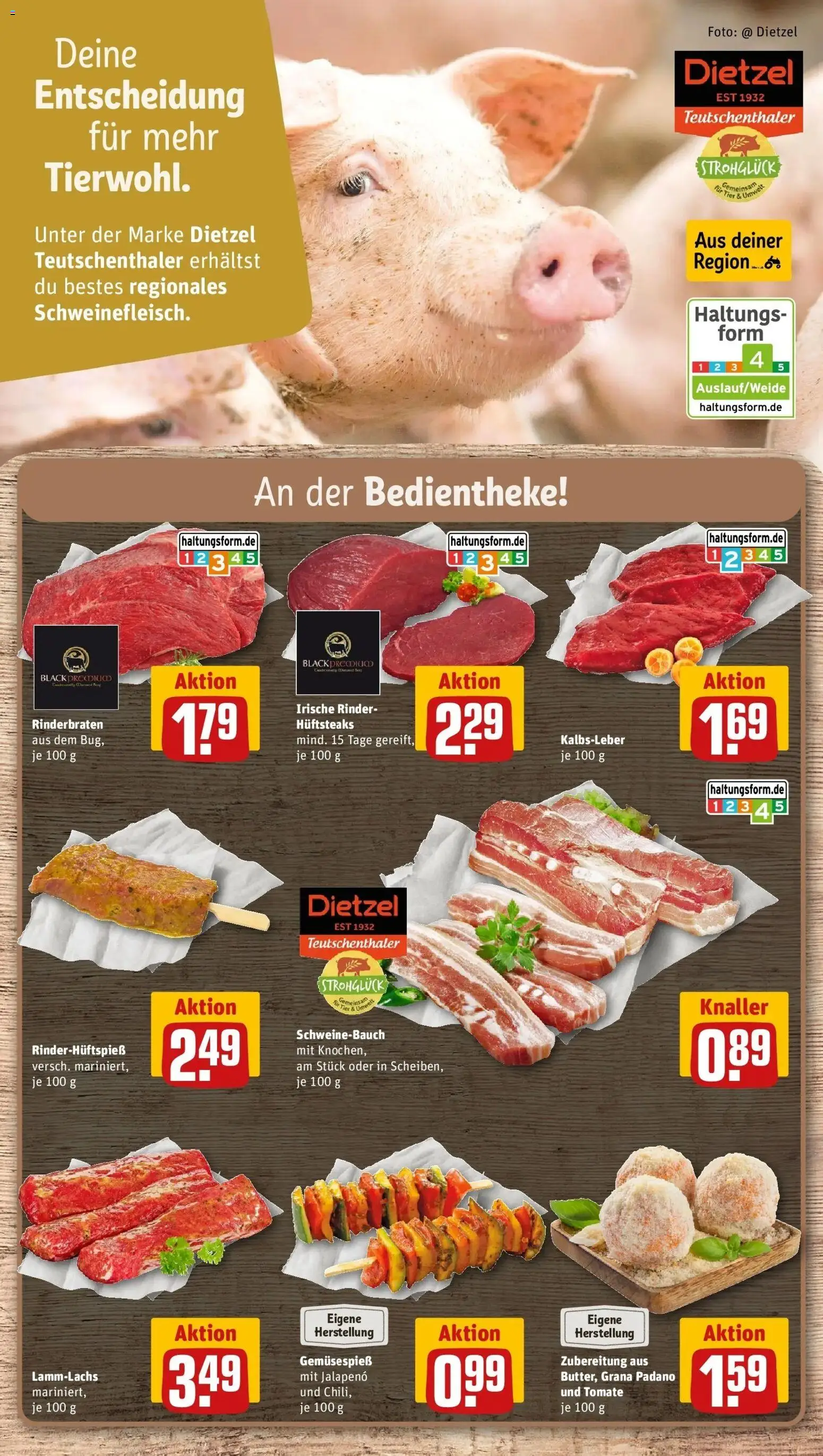 REWE Prospekt ab 17.08.2026 zum Blättern » Angebote | Seite: 10 | Produkte: Rinderbraten, Grana Padano, Schweinebauch, Kalbsleber