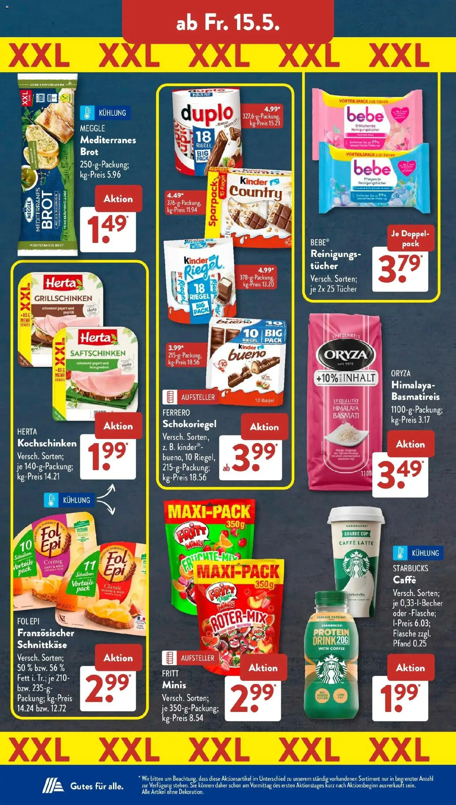 Aldi Süd Wochenangebote – gültig ab 11.05.2026 | Seite: 23 | Produkte: Basmatireis, Starbucks, Reinigungstücher, Brot