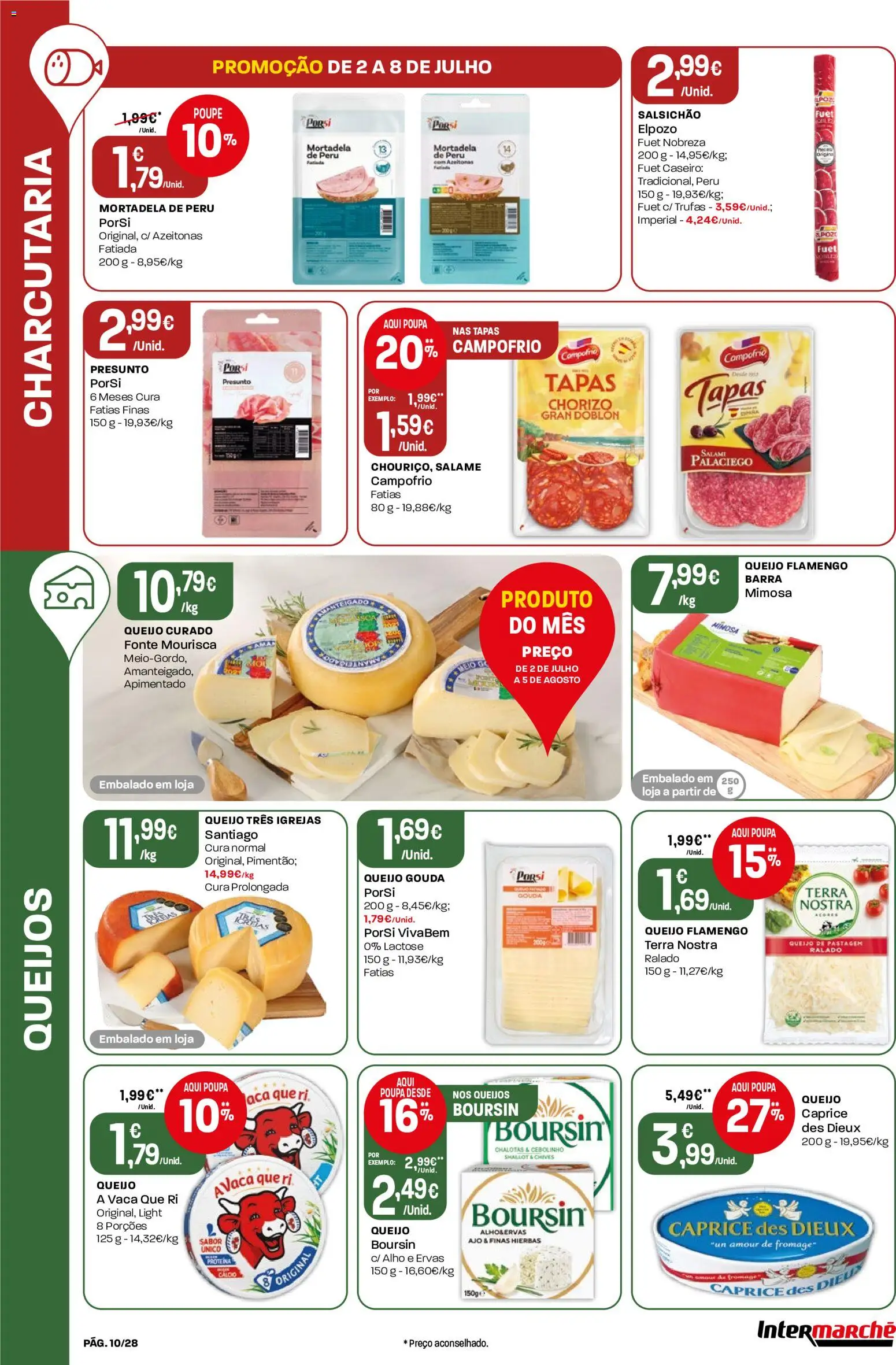 Intermarché Folheto Contact │ válido de 02/07/2026 | Página: 10 | Produtos: Mortadela, Azeitonas, Peru, Salame