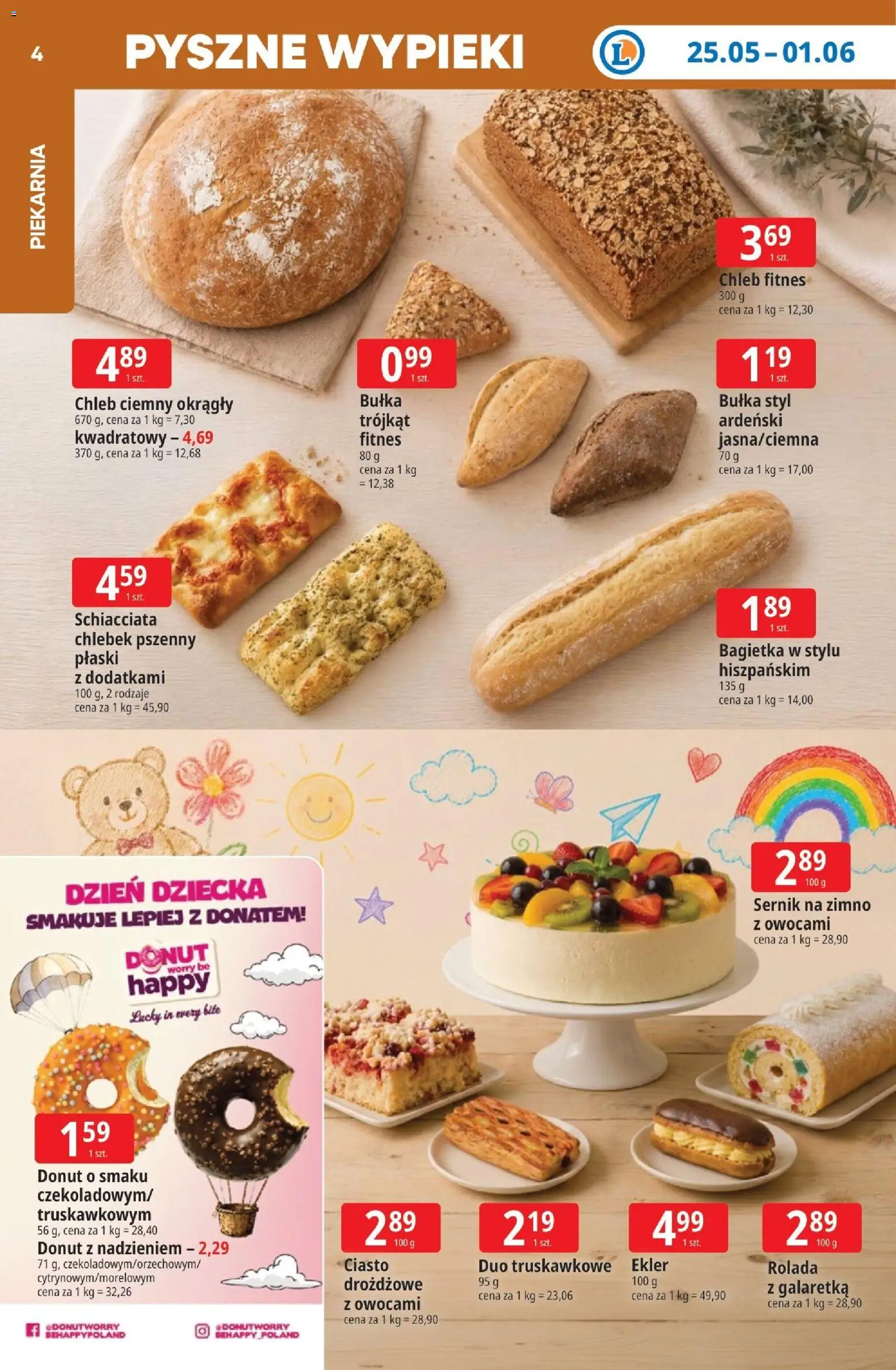 E.Leclerc gazetka - Zielona Góra od 25.05.2026 | Strona: 4 | Produkty: Bułka, Bagietka, Donut, Chleb