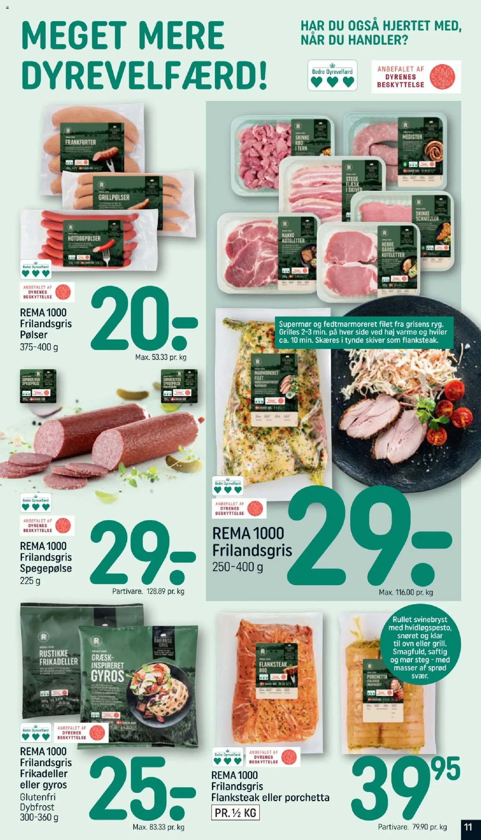Rema 1000 tilbudsavis – gyldig fra 16/08/2026 | Side: 11 | Produkter: Pølser, Skinke, Spegepølse, Schnitzler