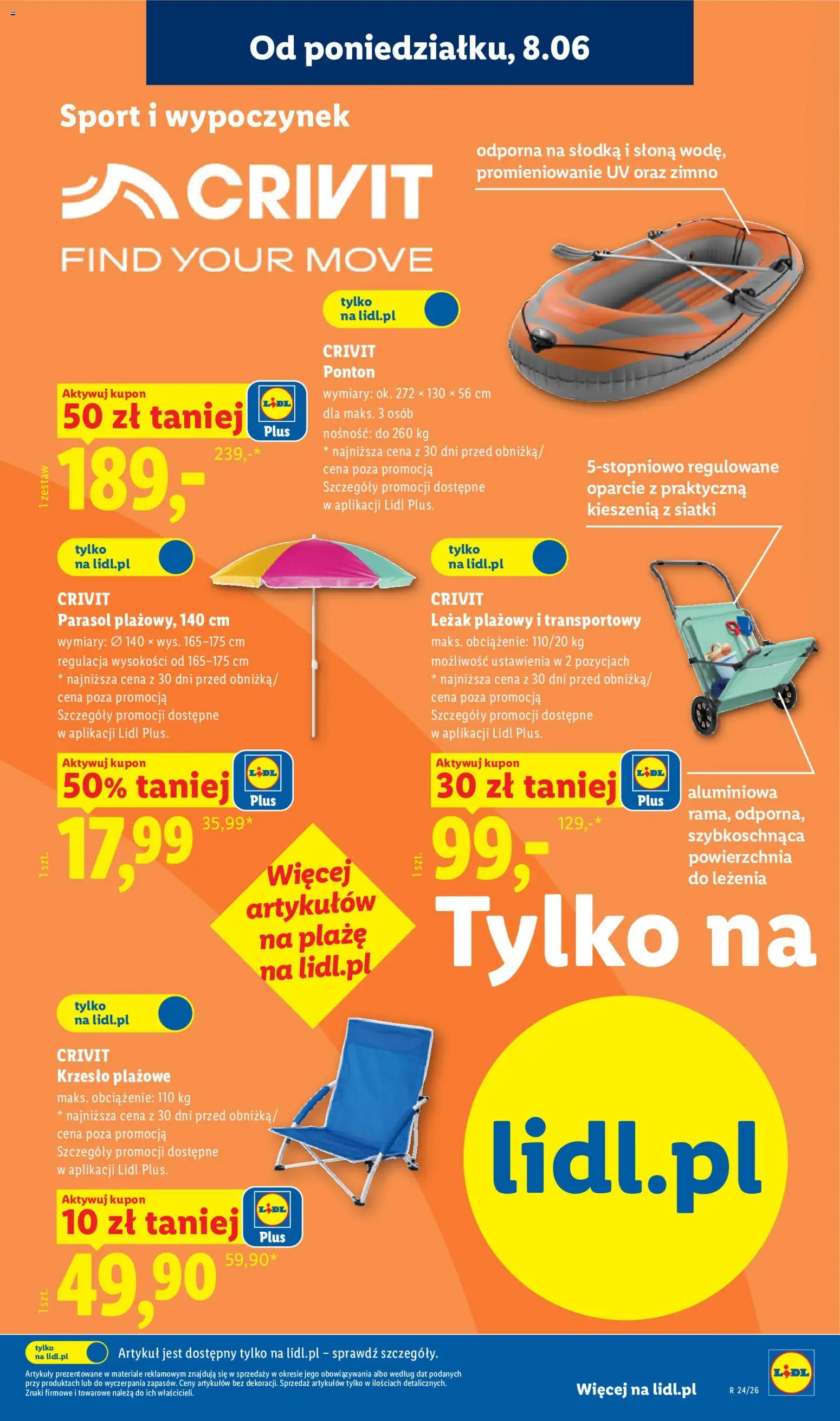 Lidl Katalog od 08.06.2026 | Strona: 15 | Produkty: Parasol, Leżak, Krzesło