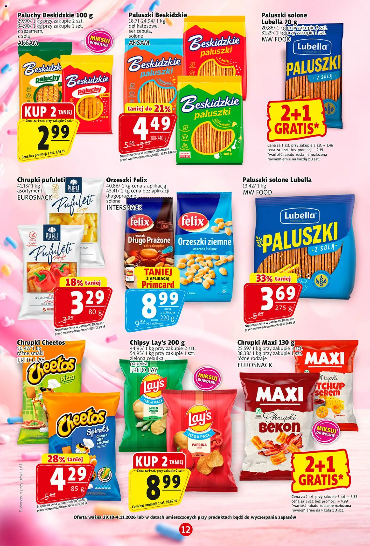 Prim Market gazetka od 29.10.2026 | Strona: 12 | Produkty: Ketchup, Chrupki, Paluszki, Orzeszki