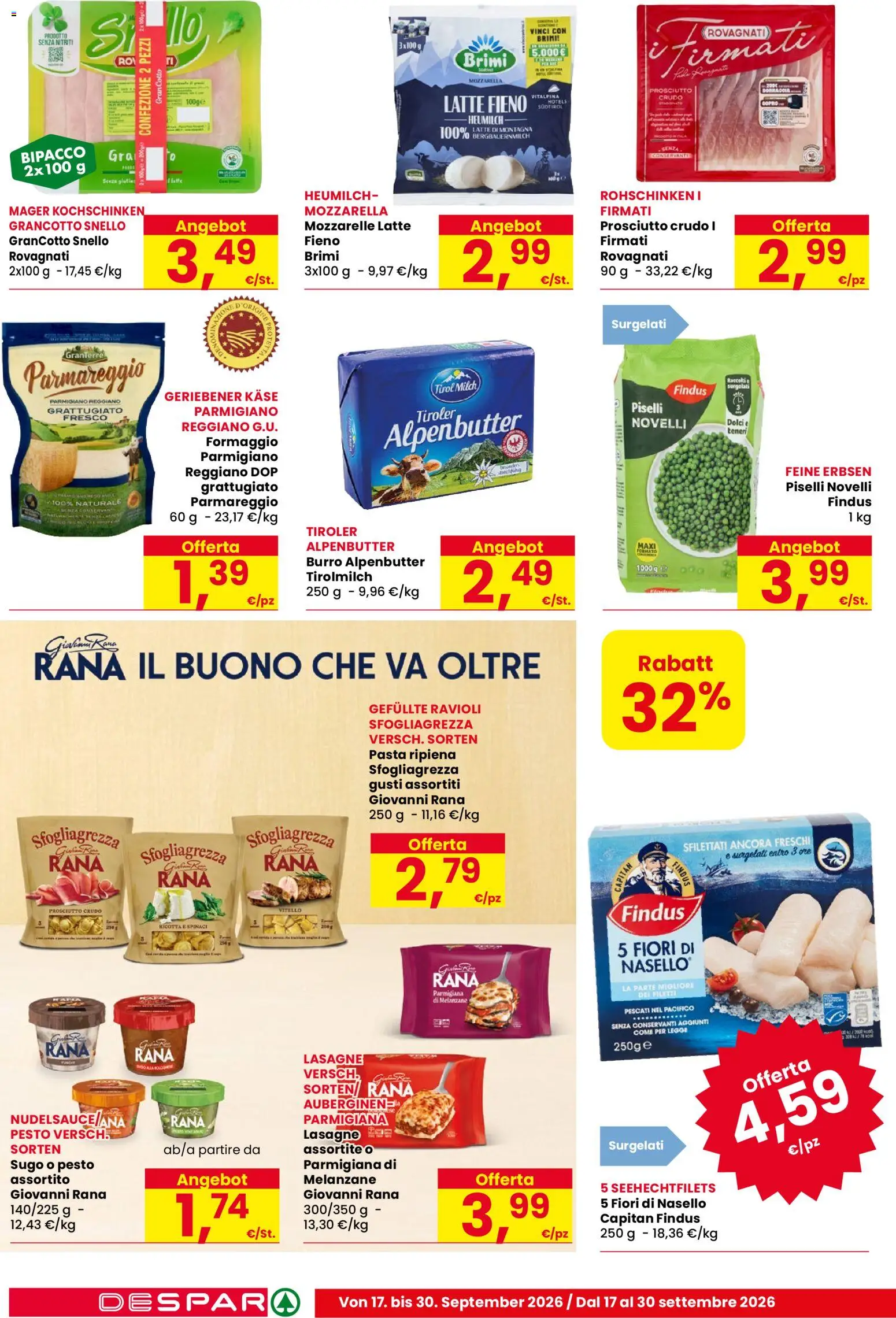 Volantino Despar del 17/09/2026 | Pagina: 8 | Prodotti: Latte, Piselli, Fiori, Parmigiano