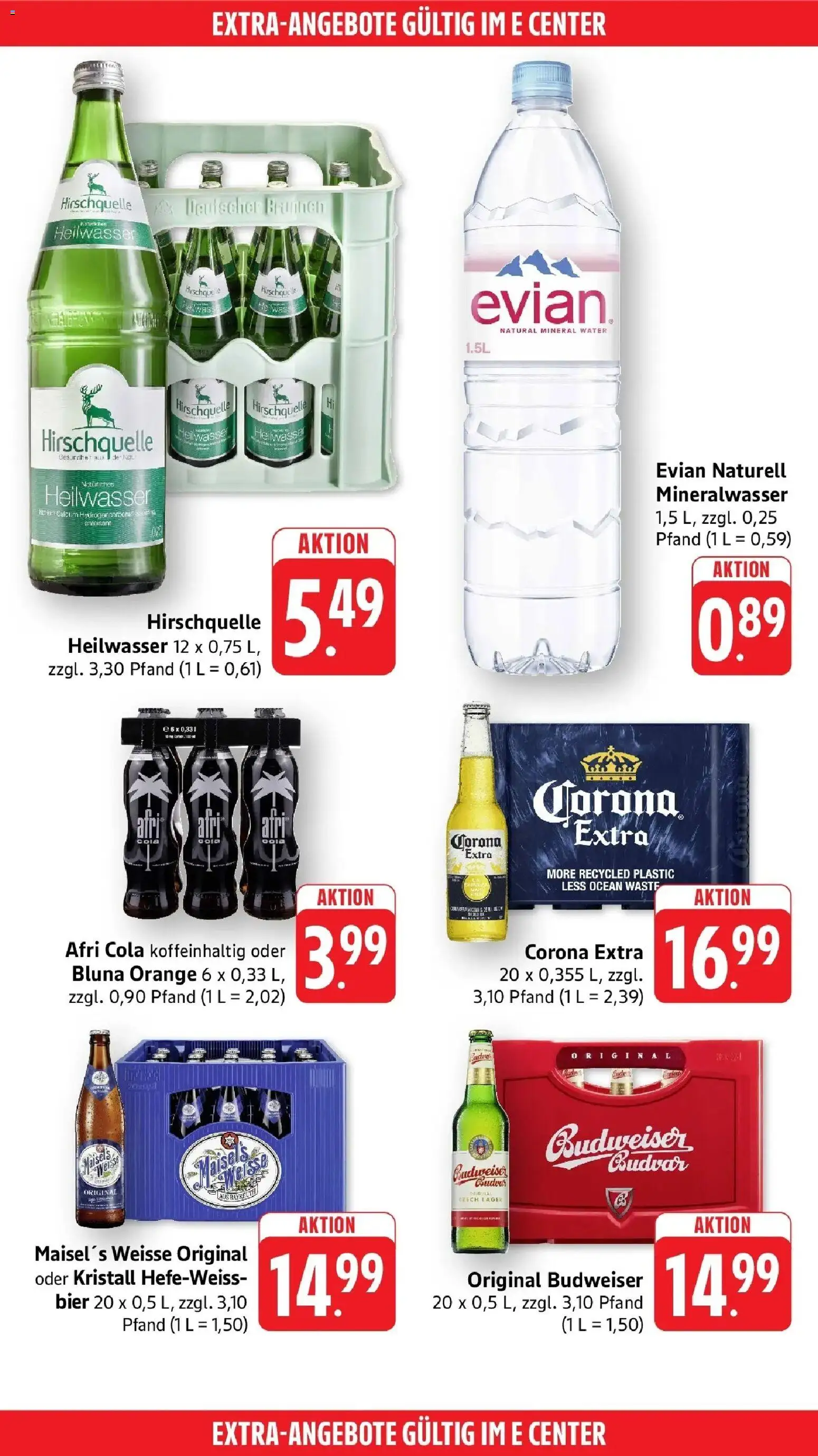 E center - E center: Wochenangebote – gültig ab 28.06.2026 | Seite: 50 | Produkte: Cola, Bier, Mineralwasser, Budweiser