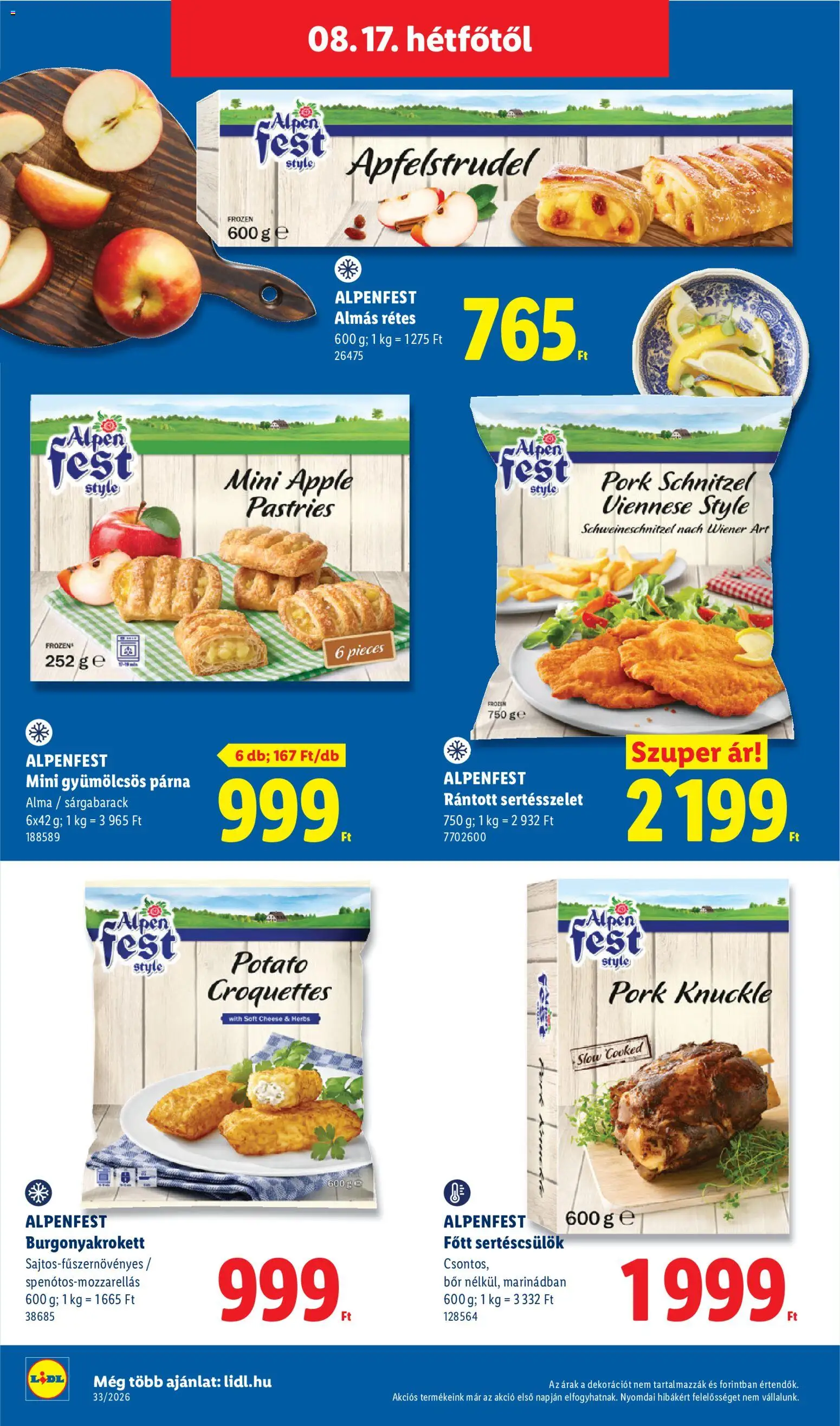 Lidl akciós ujság - amely érvényes a következő dátumtól: 2026.08.13. | Oldal: 64 | Termékek: Rétes, Sárgabarack, Sertéscsülök, Bor