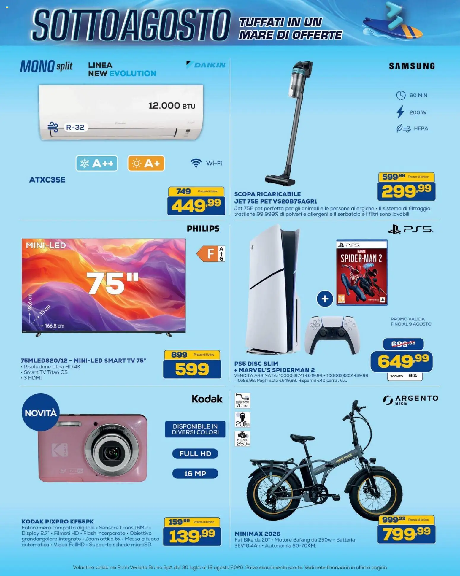 Volantino BRUNO del 30/07/2026 | Pagina: 3 | Prodotti: smart TV, Scopa, Fotocamera, Batteria