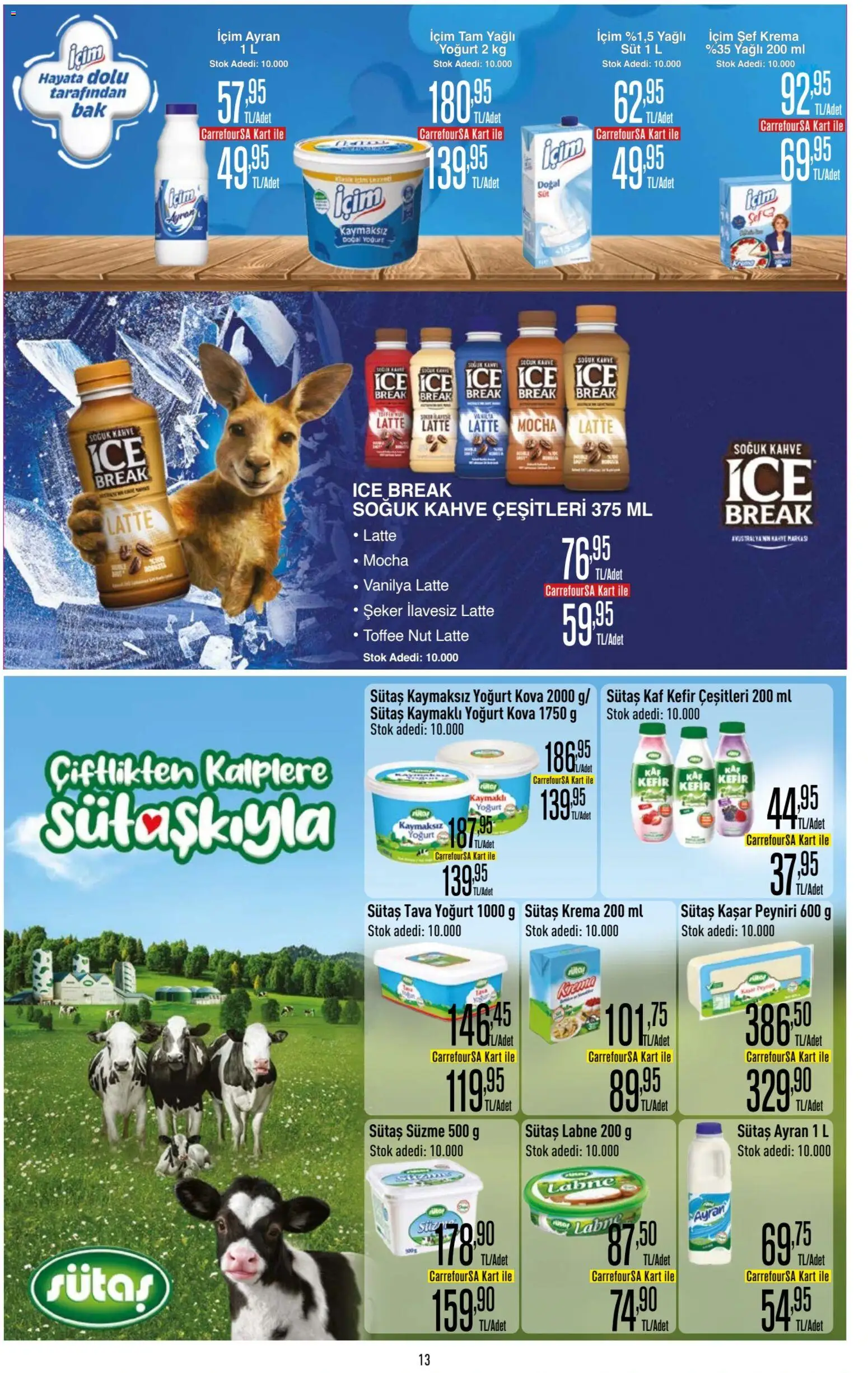 CarrefourSA Katalog - 06 Ağustos 2026 tarihinden itibaren geçerlidir | Sayfa: 13 | Ürünler: Yoğurt, Kahve, Şeker, Krema