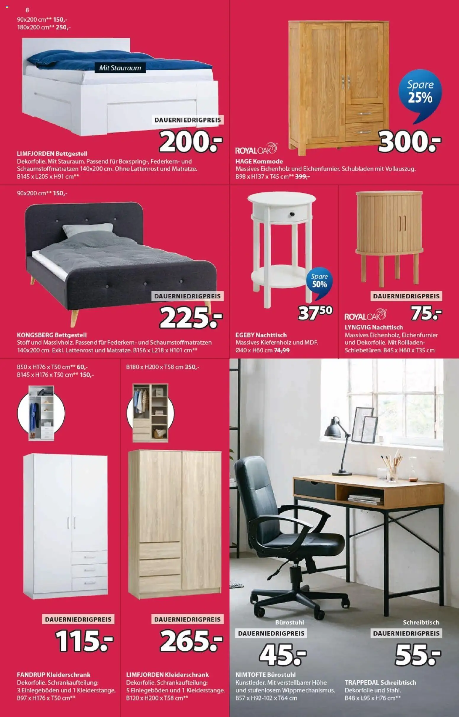 Prospekt JYSK – gültig ab 07.06.2026 | Seite: 8 | Produkte: Kleiderschrank, Kommode, Nachttisch, Lattenrost
