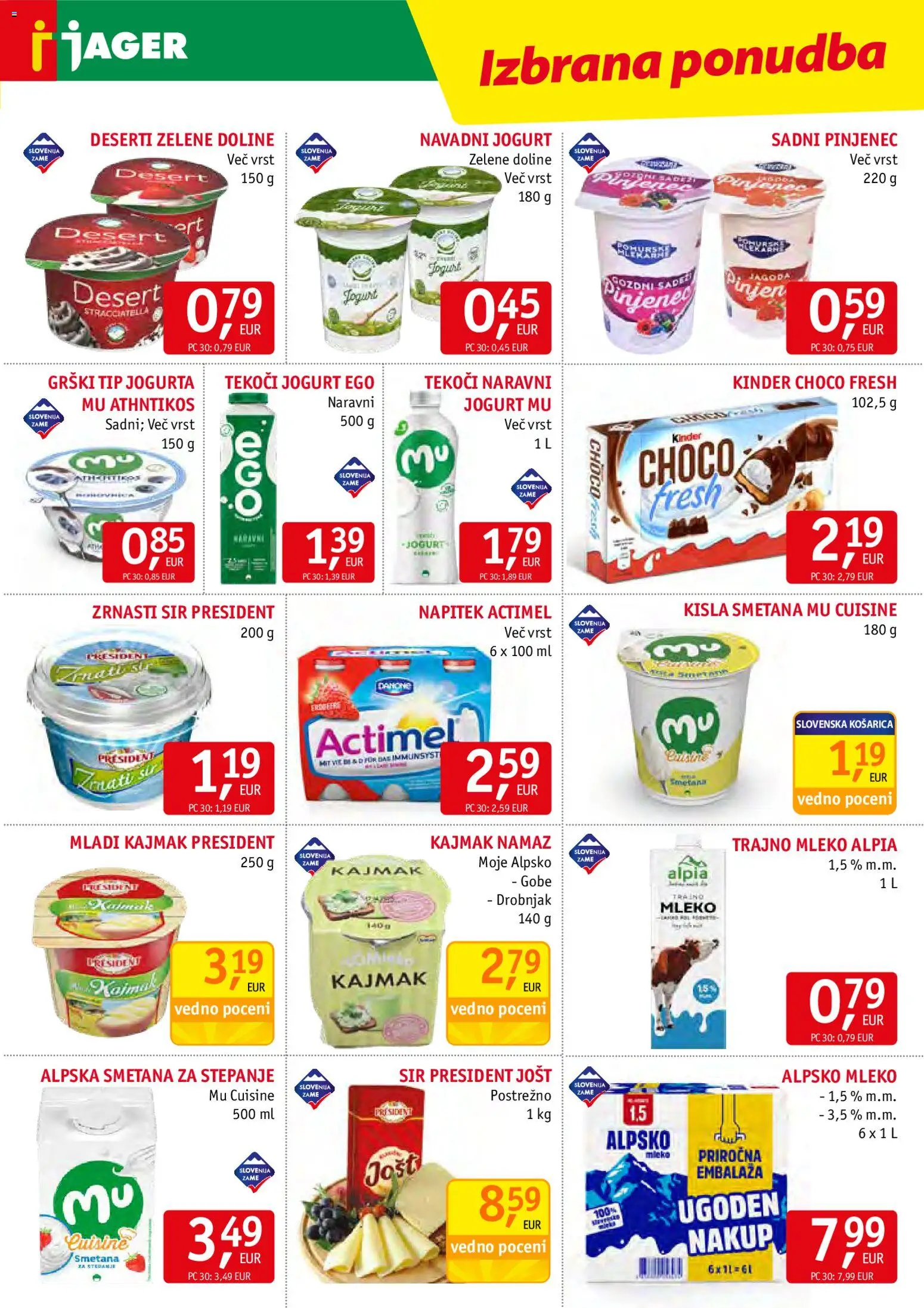 Novi Jager katalog ponudbe – veljaven od 01.07.2026 | Stran: 5 | Izdelki: Mleko, Sir, Jogurt, Kisla smetana