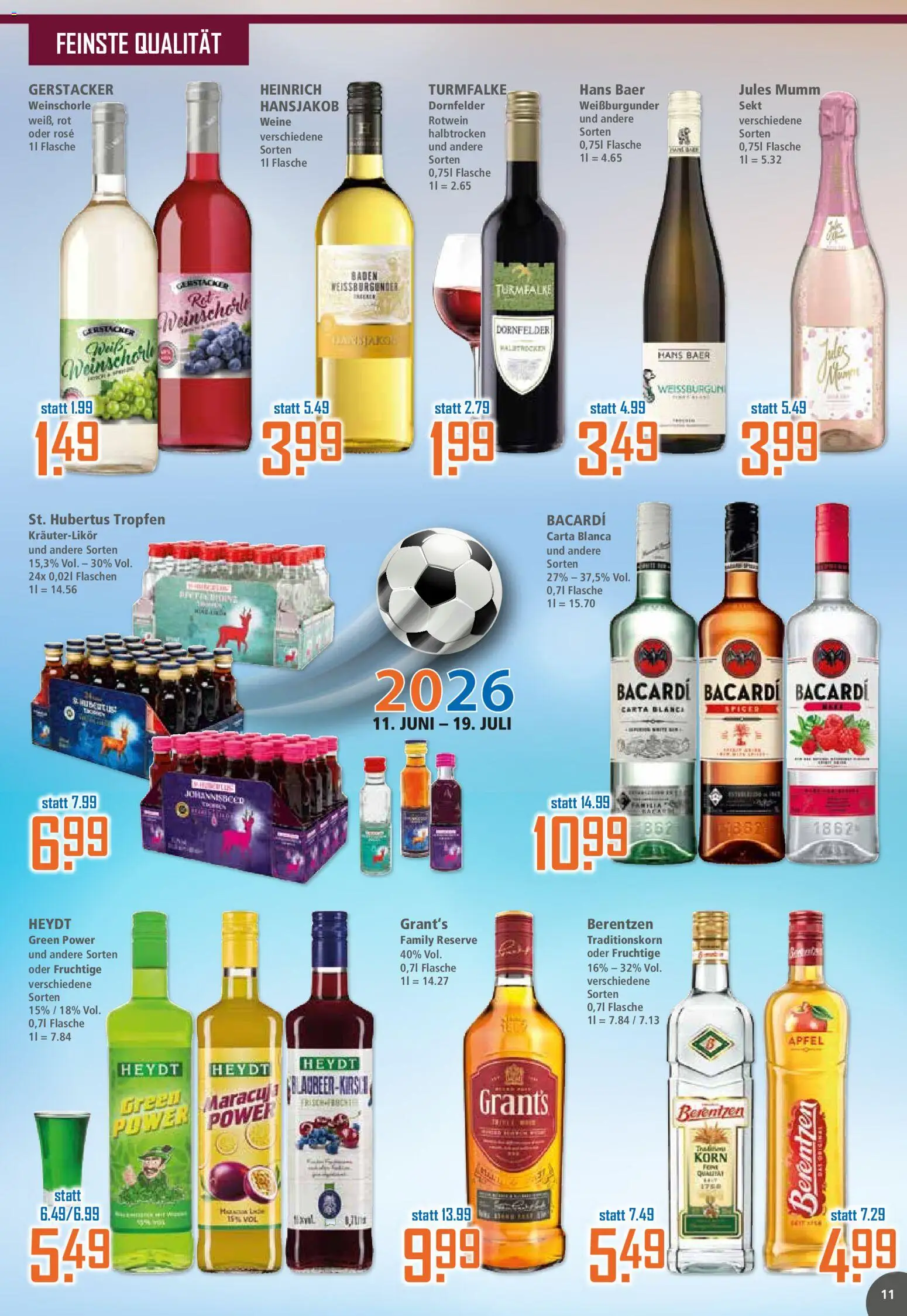 Klaas & Kock Prospekt – gültig ab 29.06.2026 | Seite: 11 | Produkte: Bacardi, Rotwein, Sekt, Berentzen