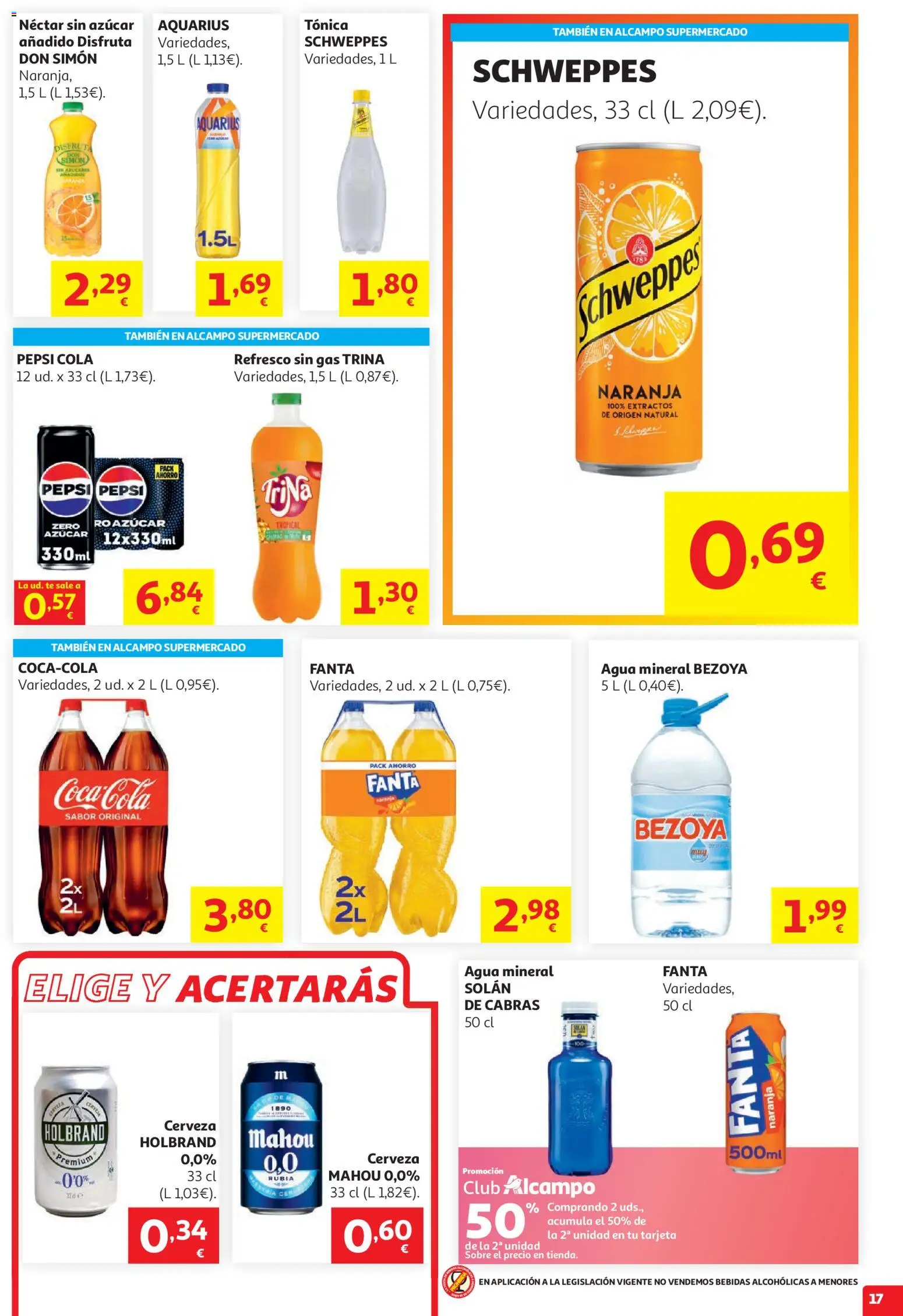 Alcampo HG Unico Litoral │ válido desde el 15/07/2026 | Página: 17 | Productos: Cerveza, Té, Néctar, Agua mineral