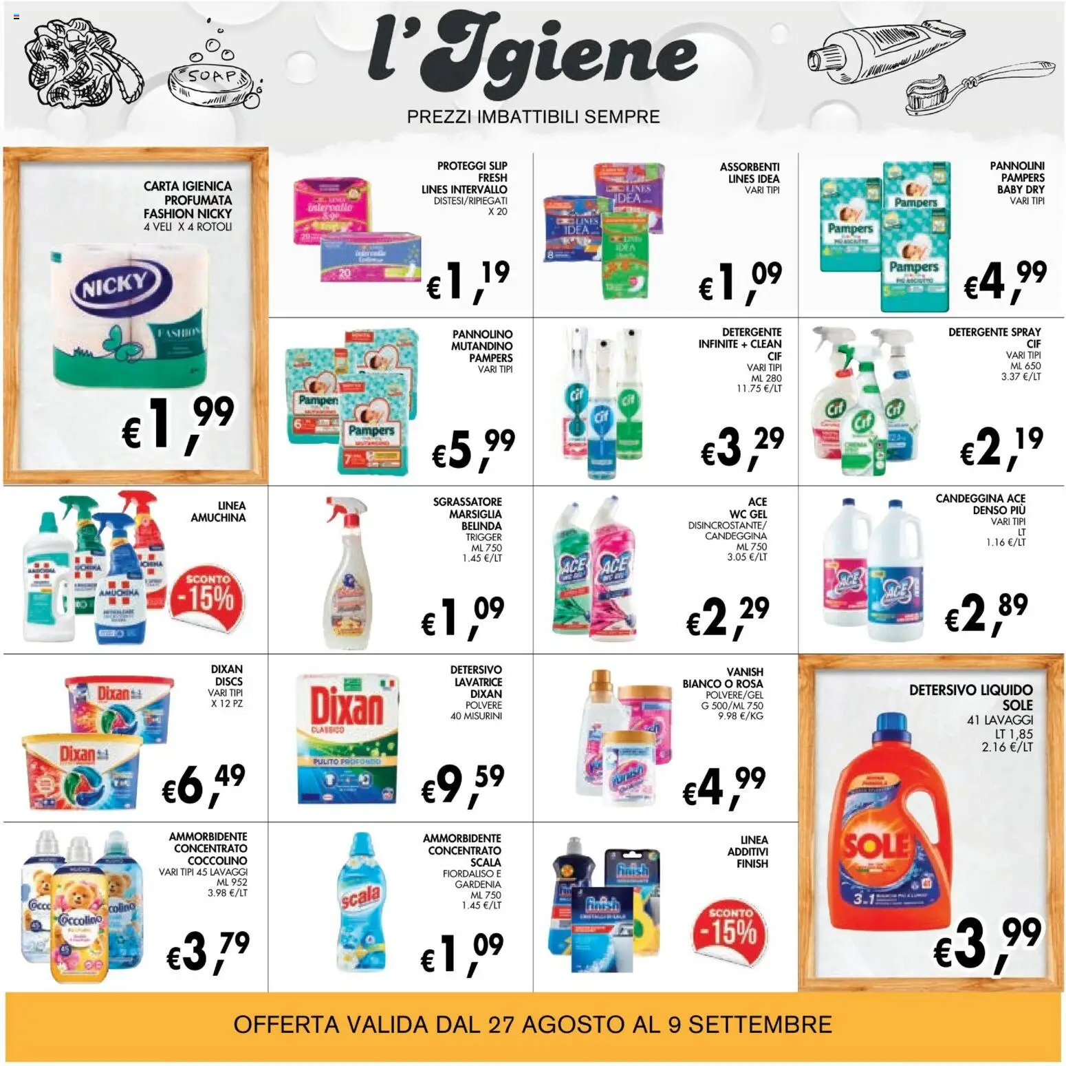 Volantino Coal del 28/08/2026 | Pagina: 22 | Prodotti: Pannolini, Slip, Scala, WC