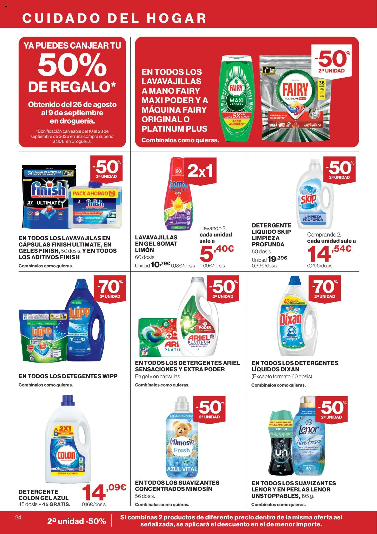 Supercor folleto │ válido desde el 10/09/2026 | Página: 24 | Productos: Quitamanchas, Ropa, Suavizante, Lavavajillas