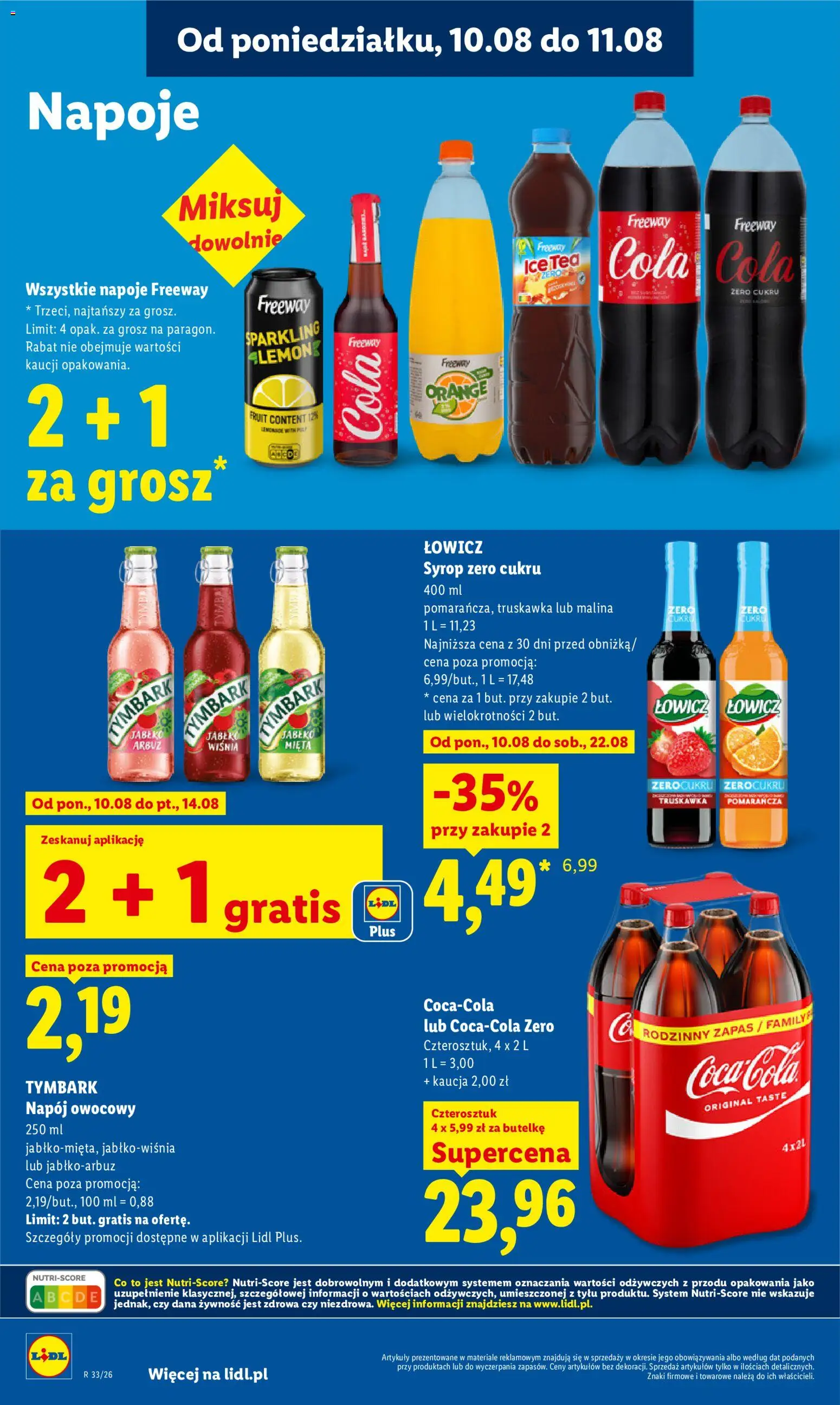 Lidl Polsko leták od 10.08.2026 | Strana: 72 | Produkty: Nápoje, Freeway Cola, Cola